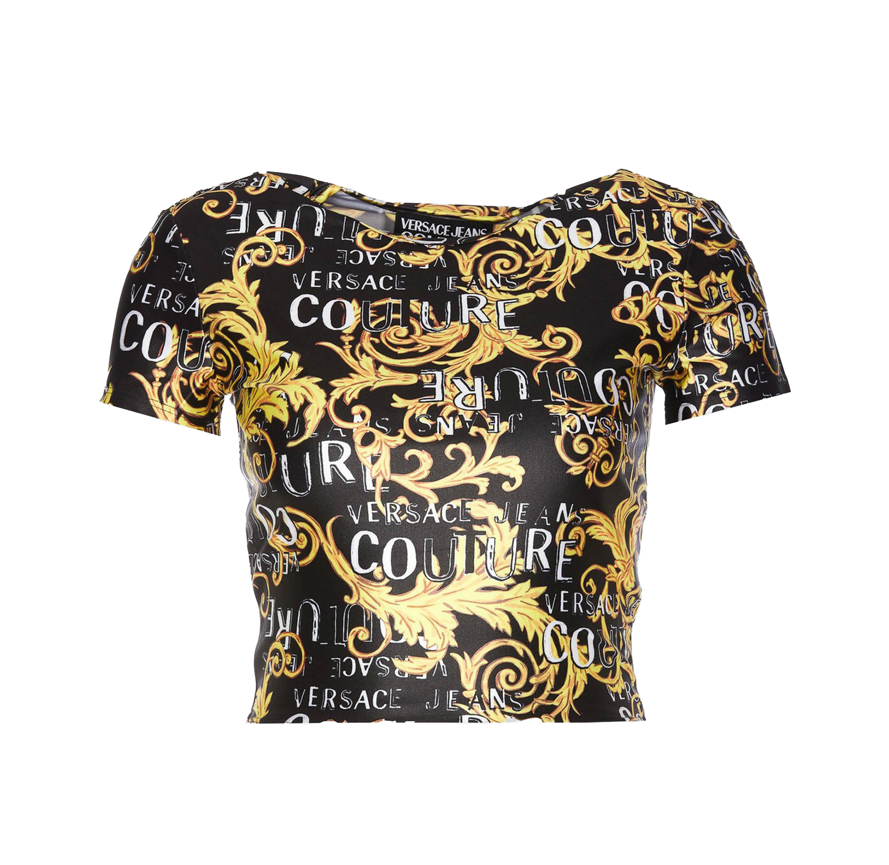 Camiseta Negra Versace Couture Satin Cinz Print