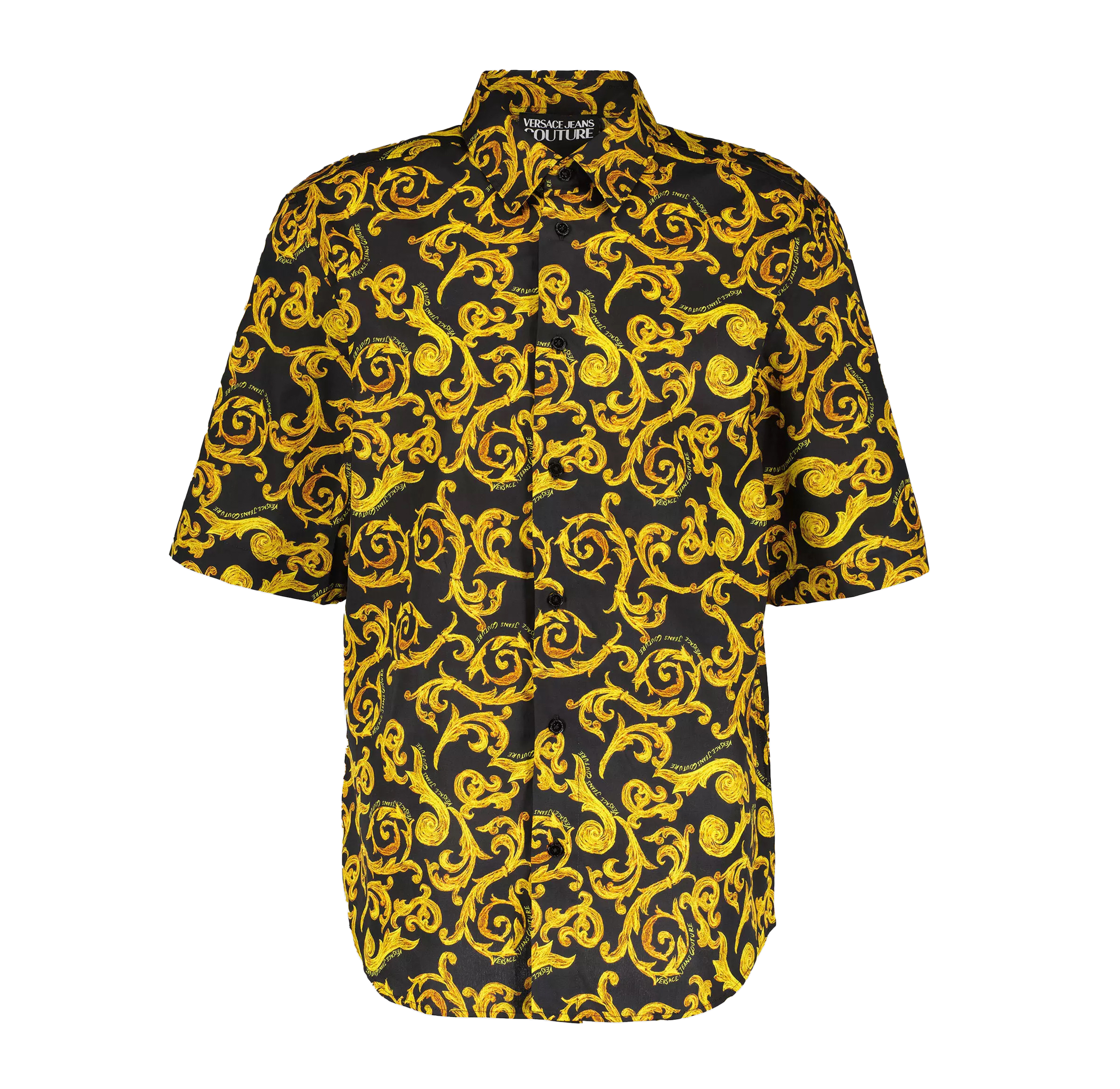 Camisa Negra Versace Couture Baroque Manga Corta