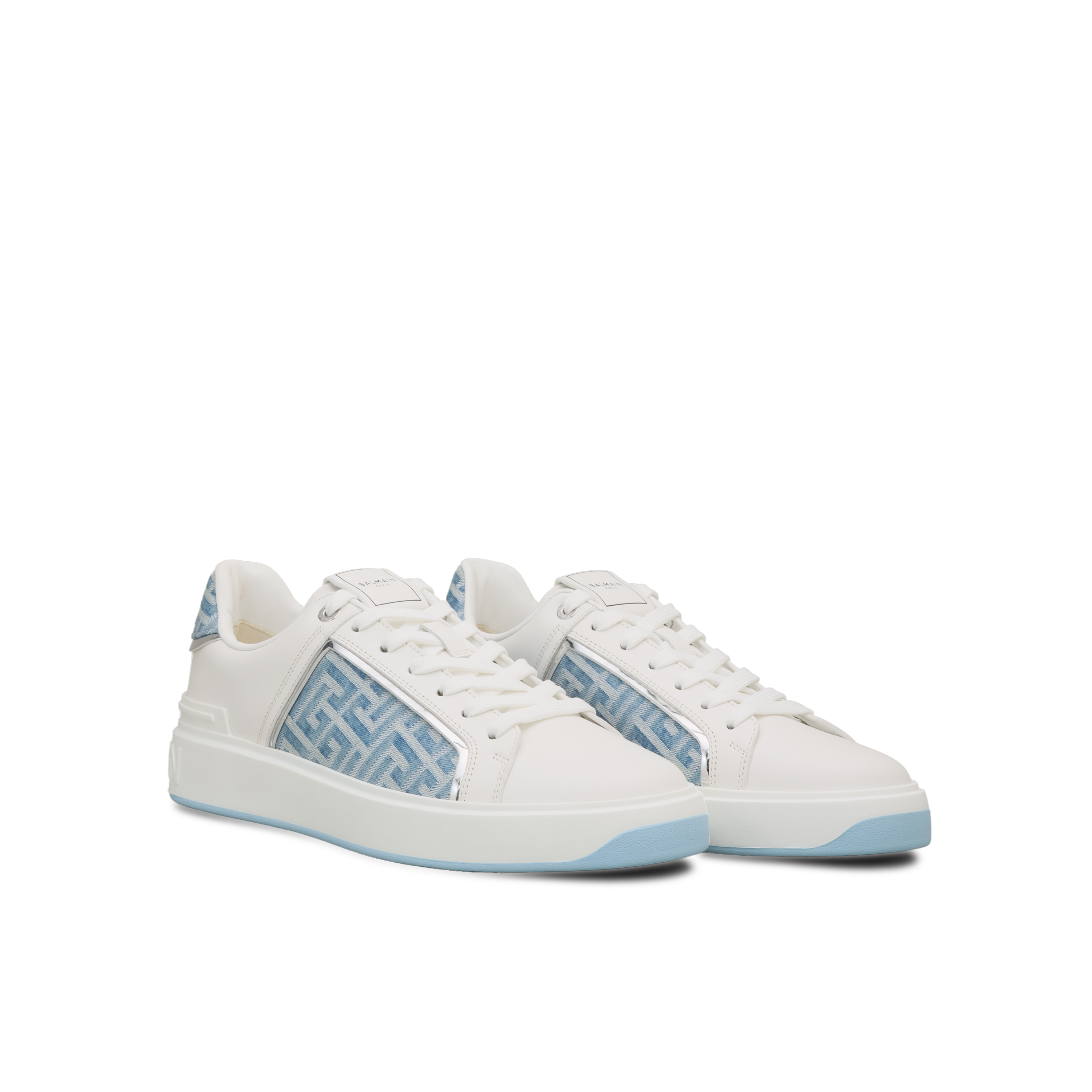 Sneakers Blancos Balmain B-Court Labyrinth MNG Denim
