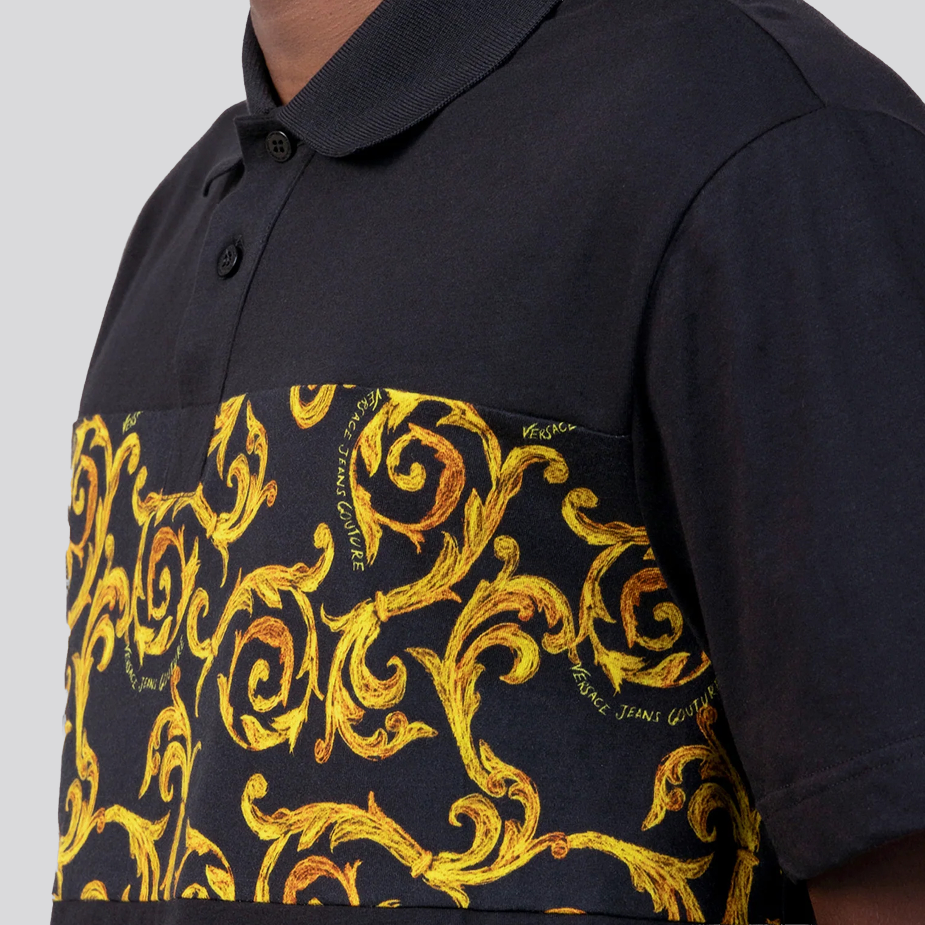 Camiseta Tipo Polo Negra Versace Couture Baroque