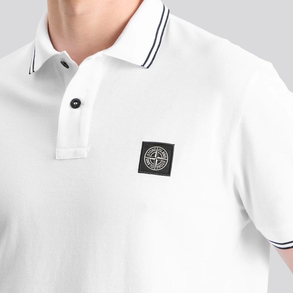 Camiseta Tipo Polo Blanca Stone Island Compass