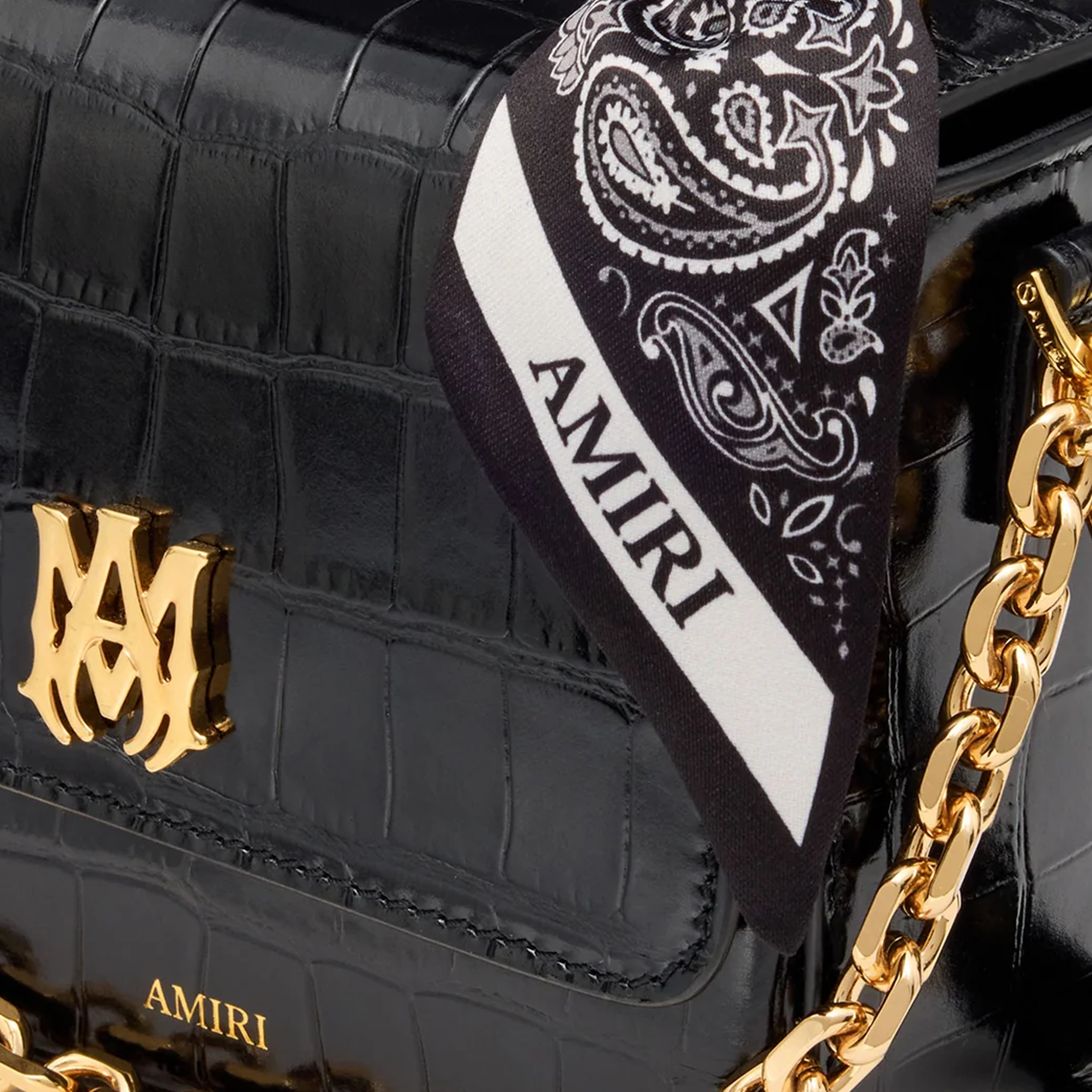 Cartera Negra AMIRI Croc Embossed Nano MA