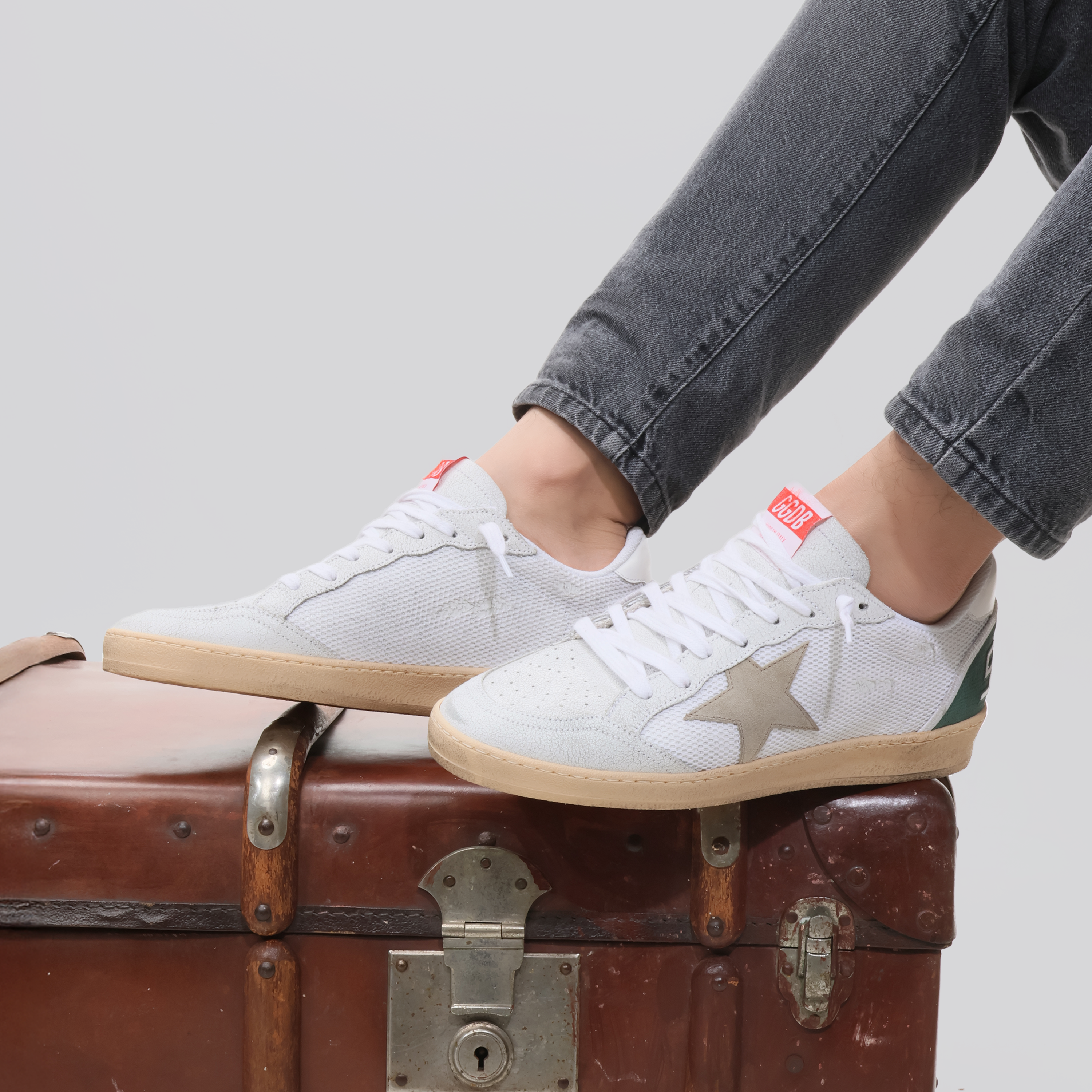 Sneakers Blancos Verde Golden Goose Ballstar Crack Suede