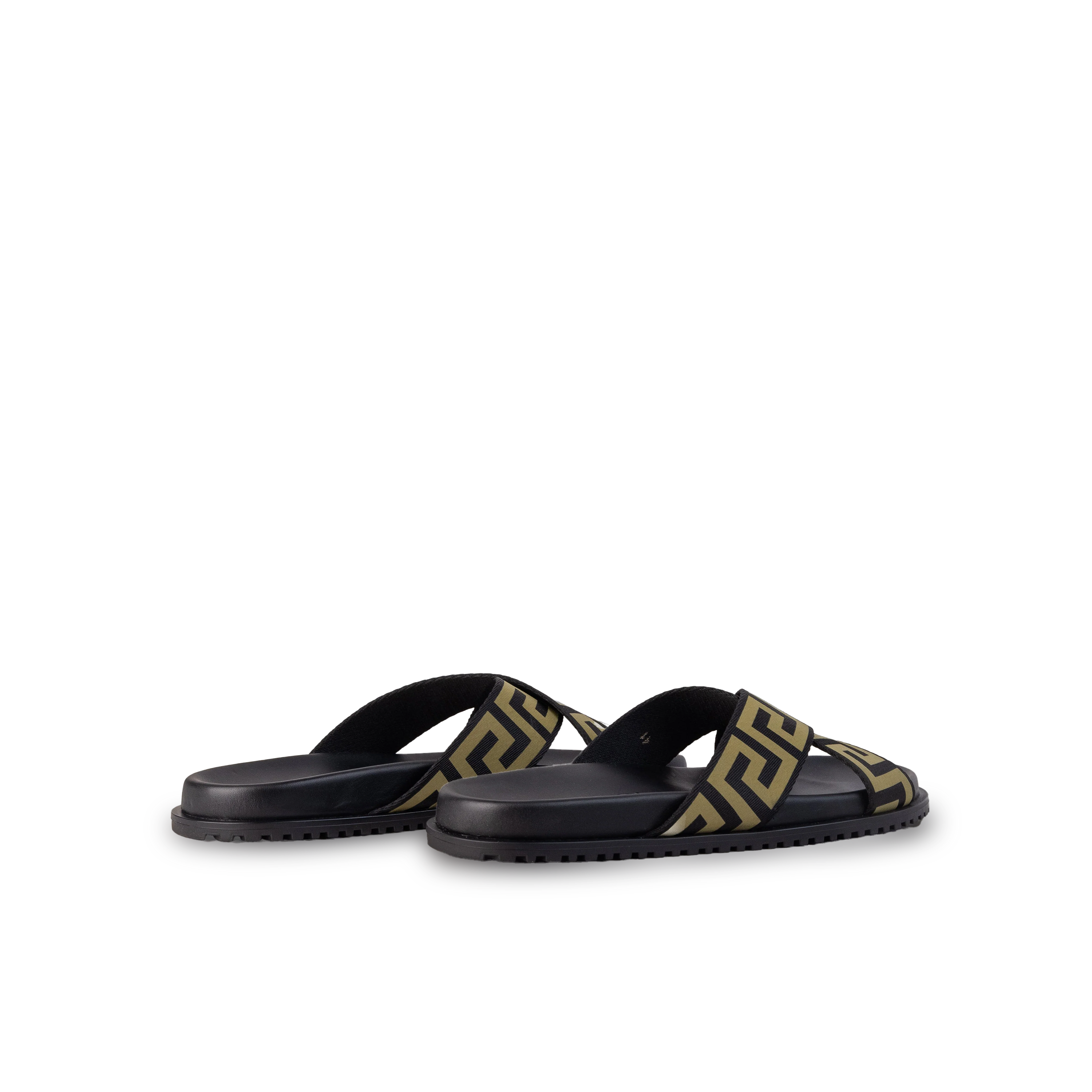 Sandalias Negras Beige Versace Greca-Pattern