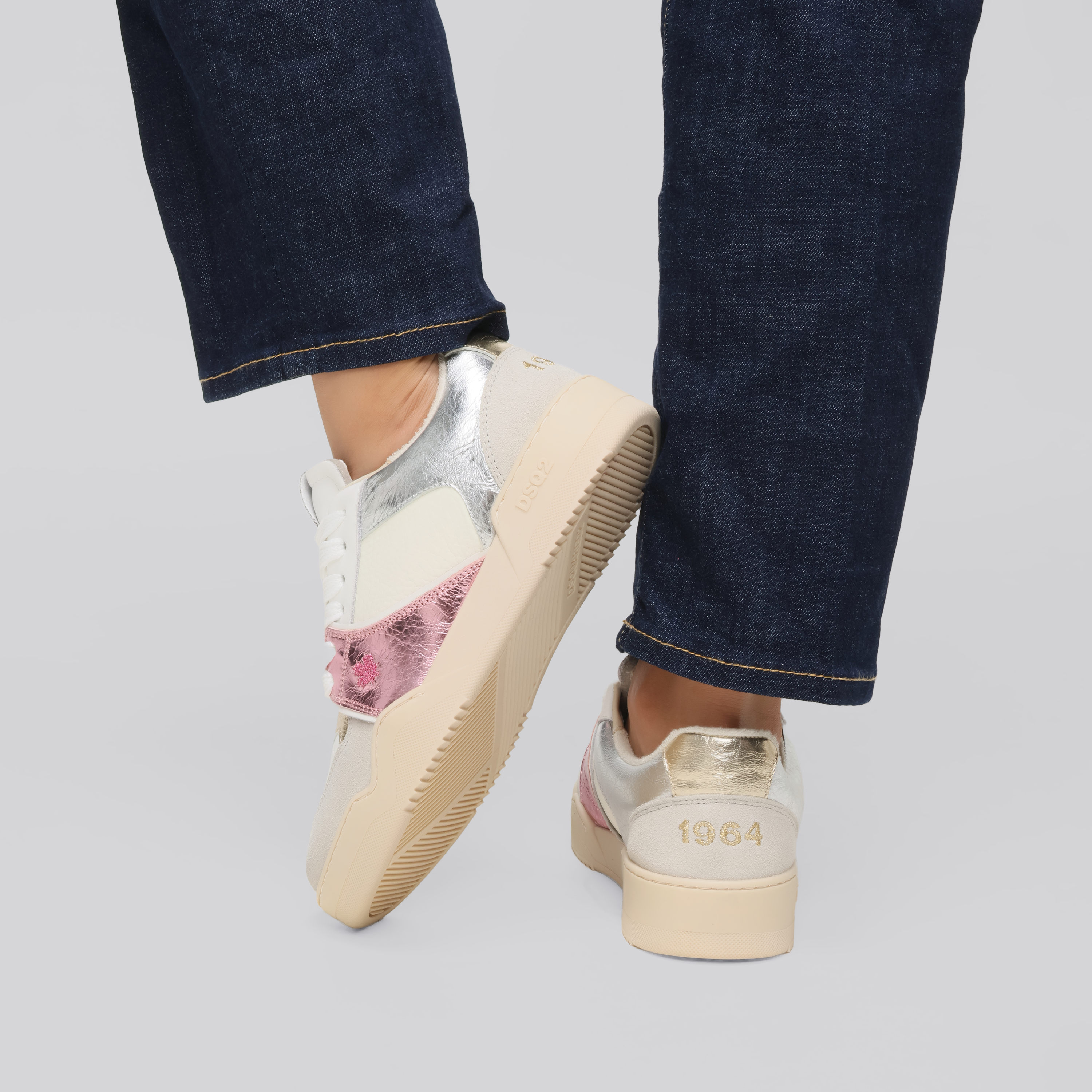 Sneakers Blancos Rosa Dsquared2 Spiker