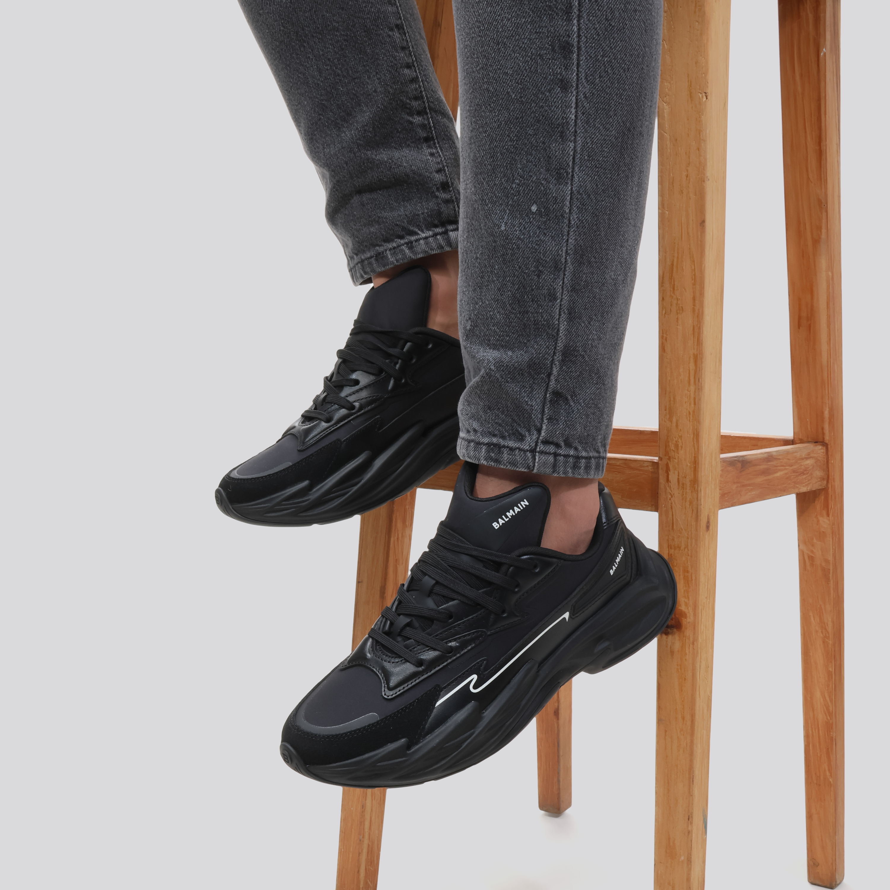 Sneakers Negros Negro Balmain Run-Row Faux