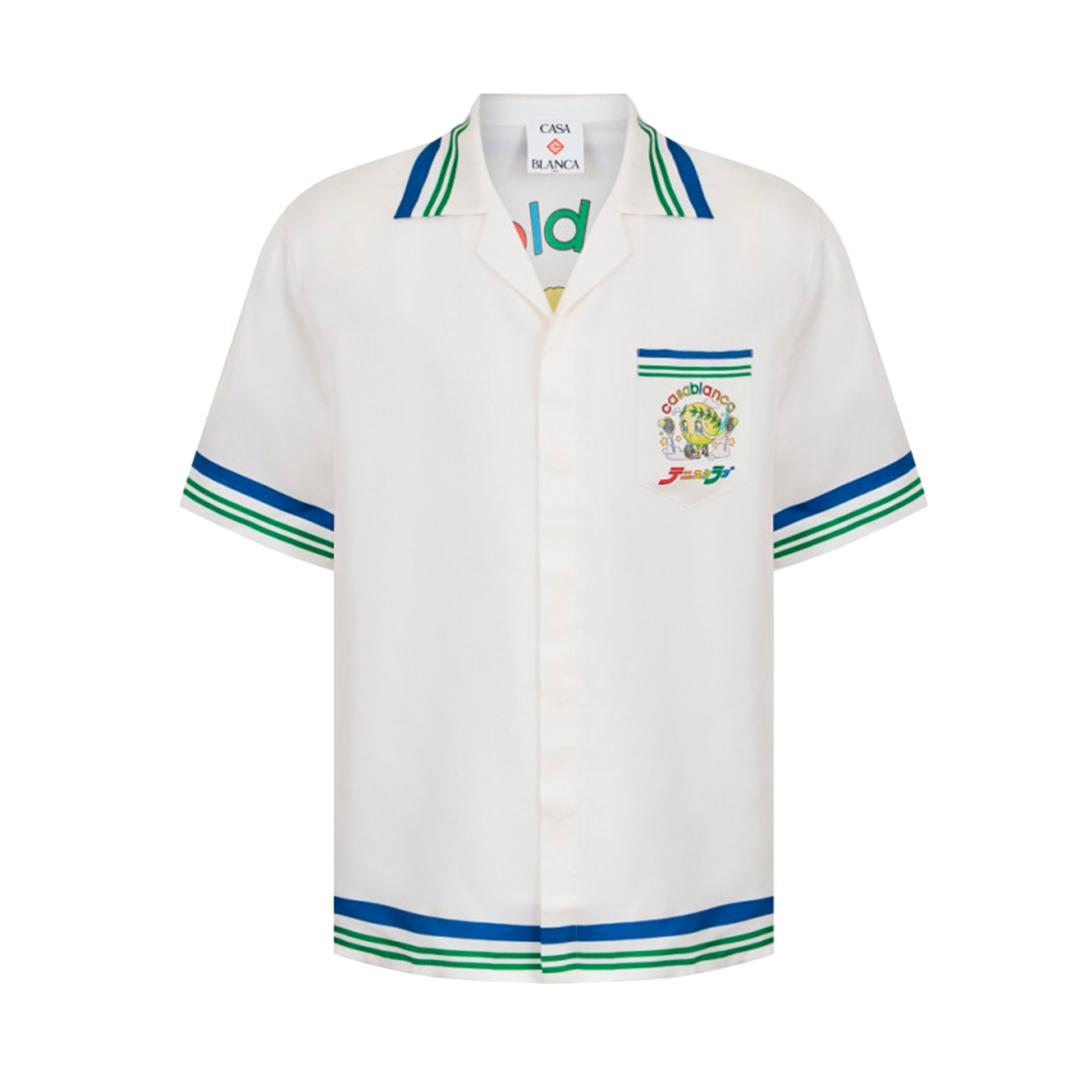 Camisa Blanca Casablanca Cuban Collar Tennis Mascot