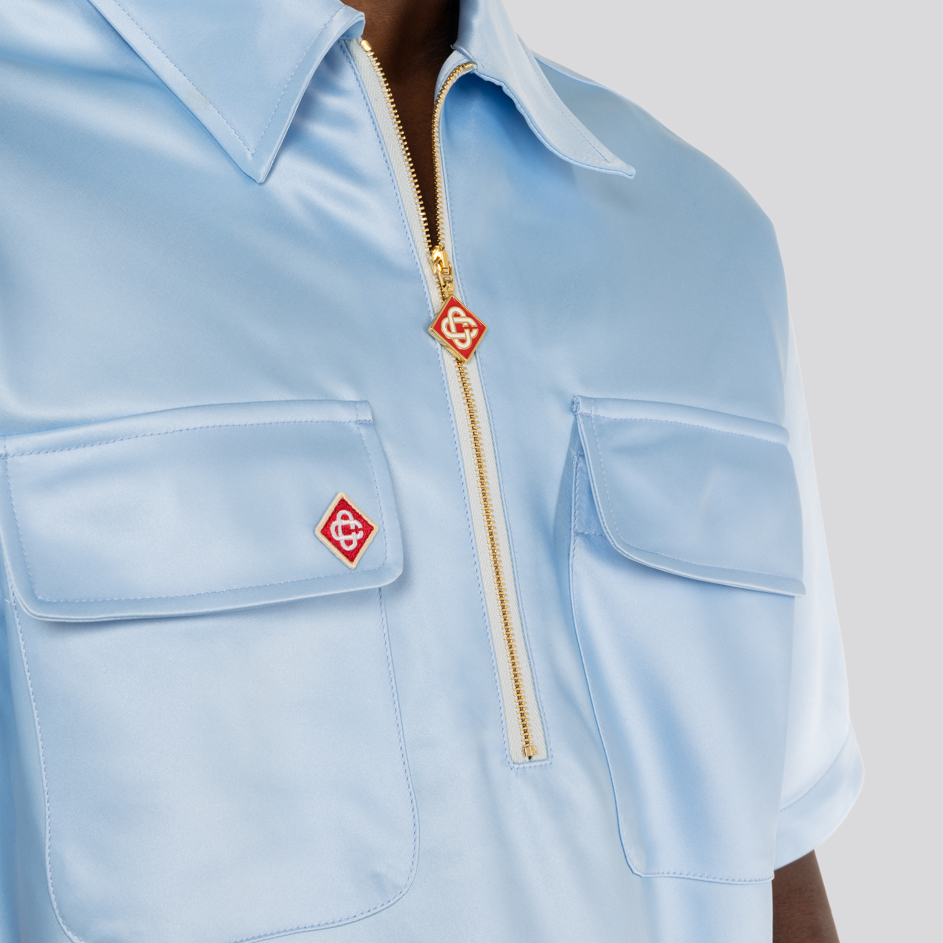 Camisa Celeste Casablanca Zip