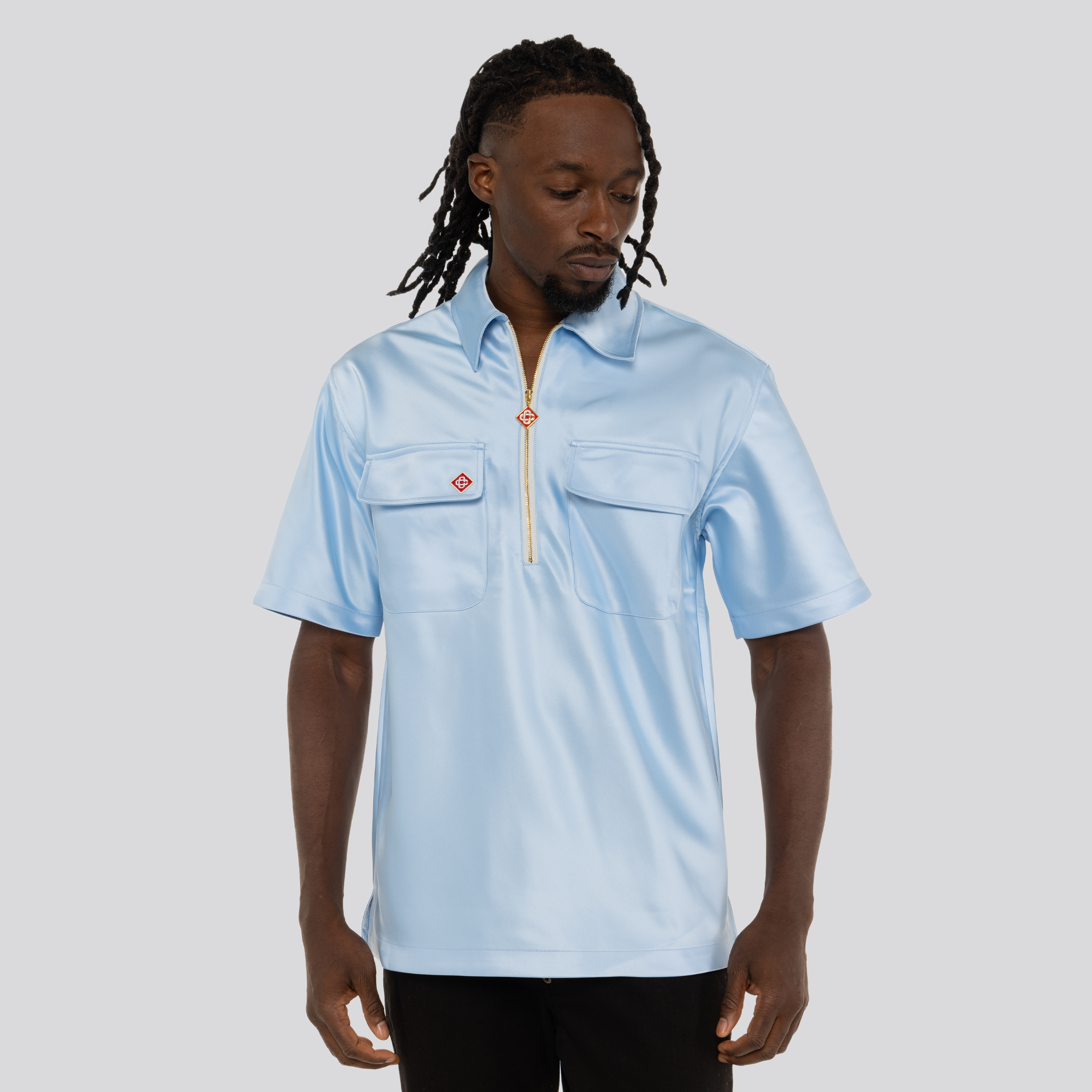 Camisa Celeste Casablanca Zip