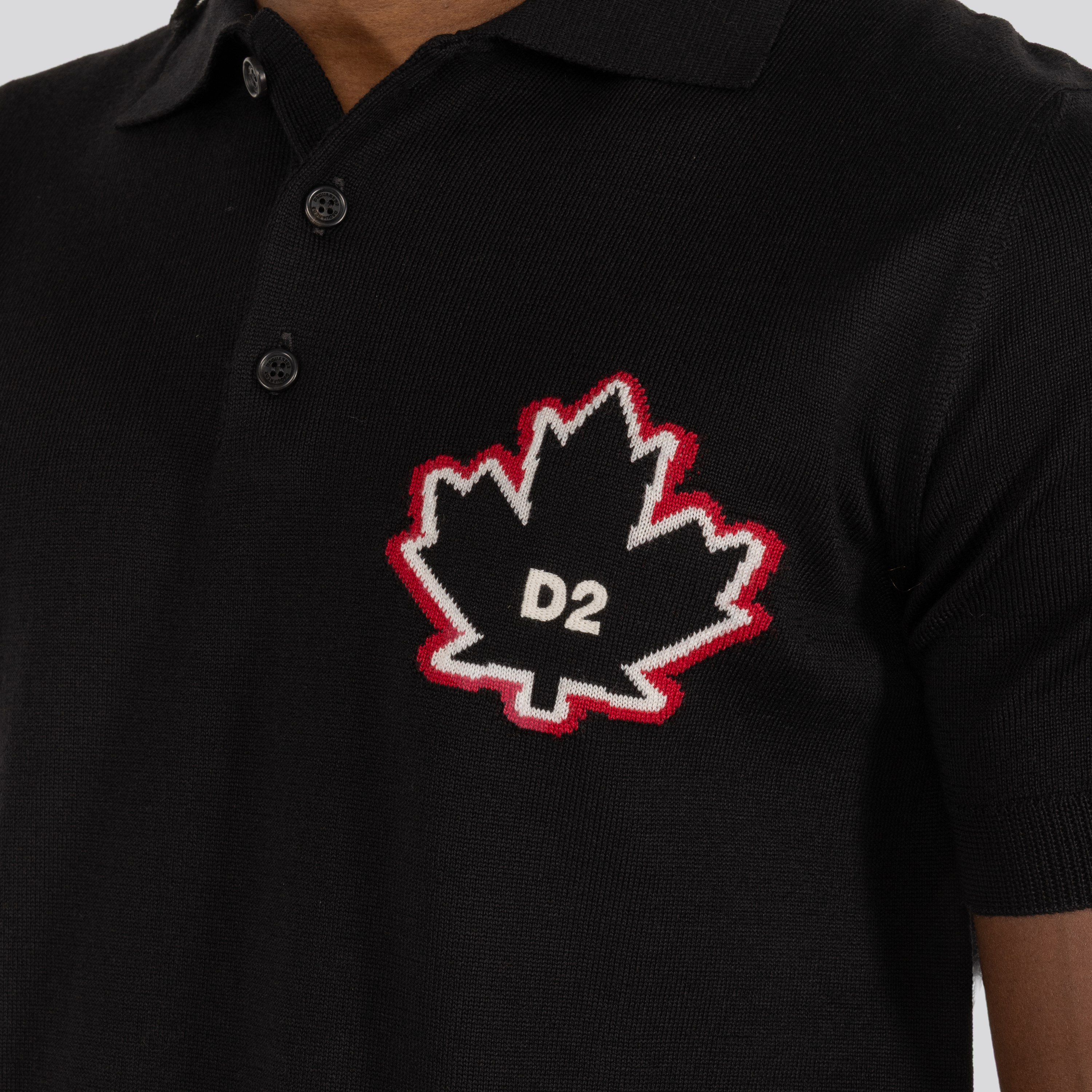 Camiseta Tipo Polo Negra Dsquared2 Leaf