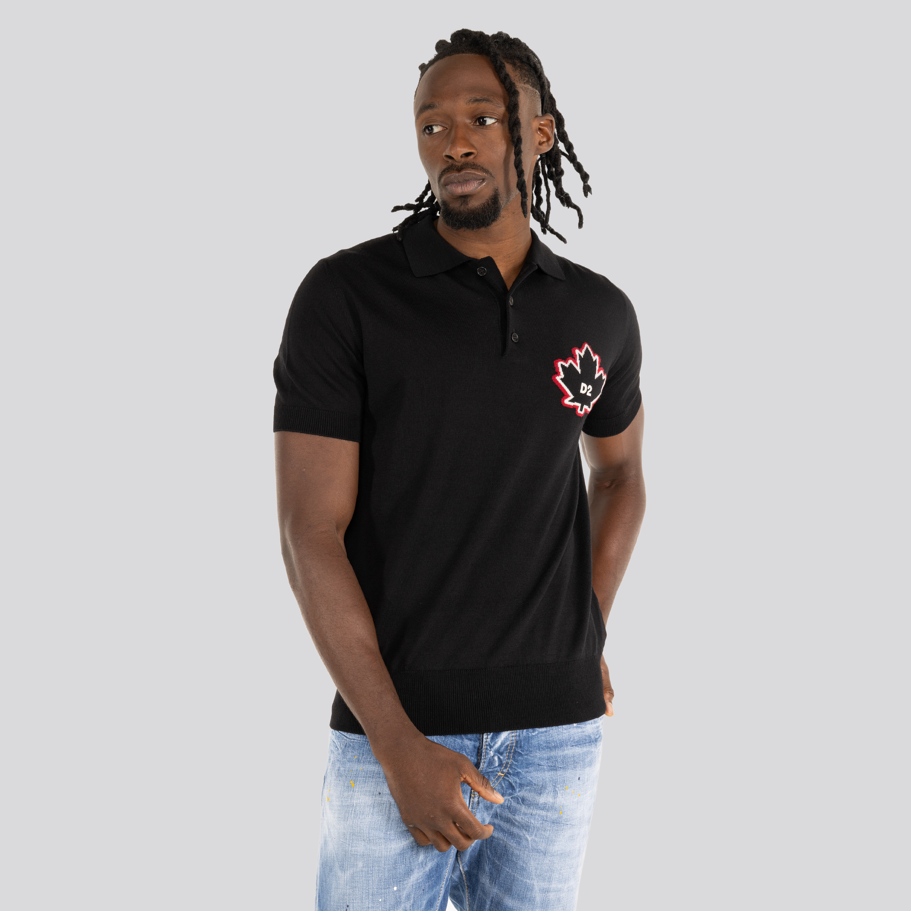 Camiseta Tipo Polo Negra Dsquared2 Leaf