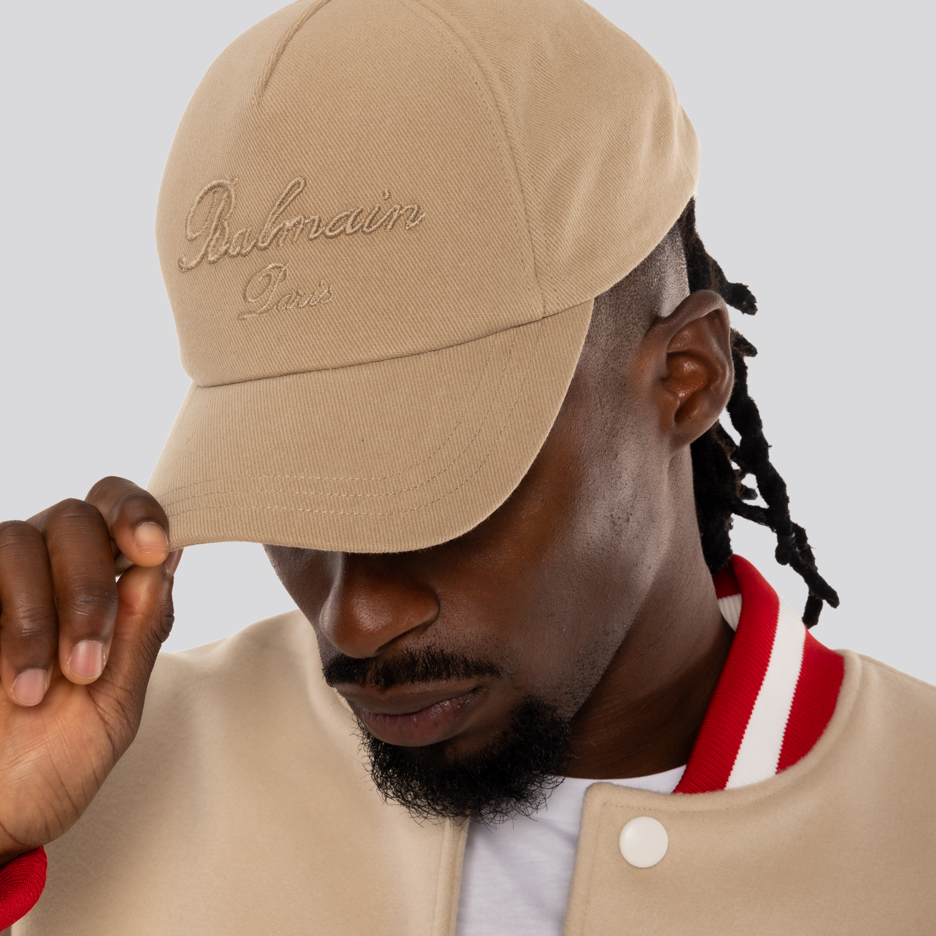 Gorra Beige Balmain Paris Signature