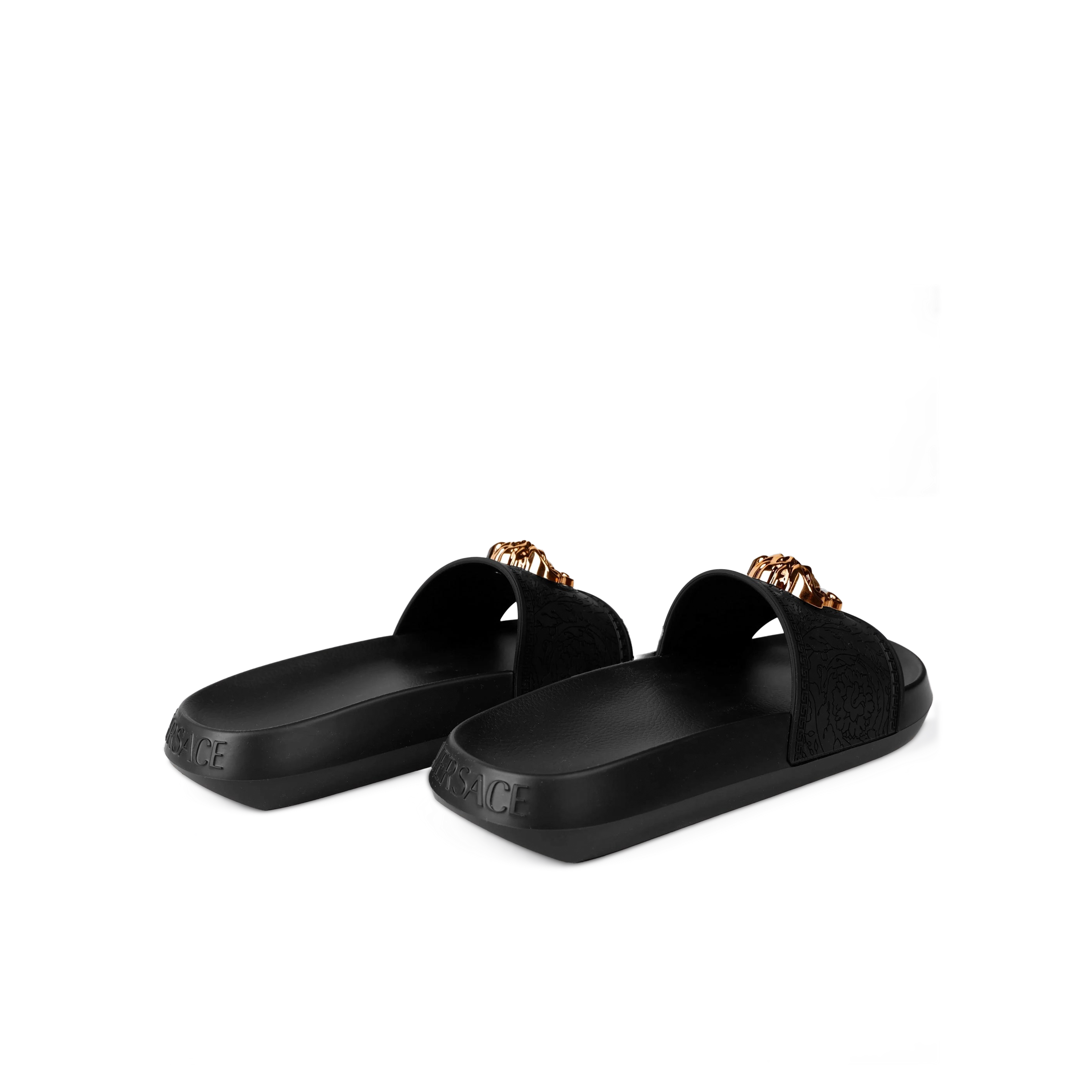Sandalias Negras Versace Gold Medusa