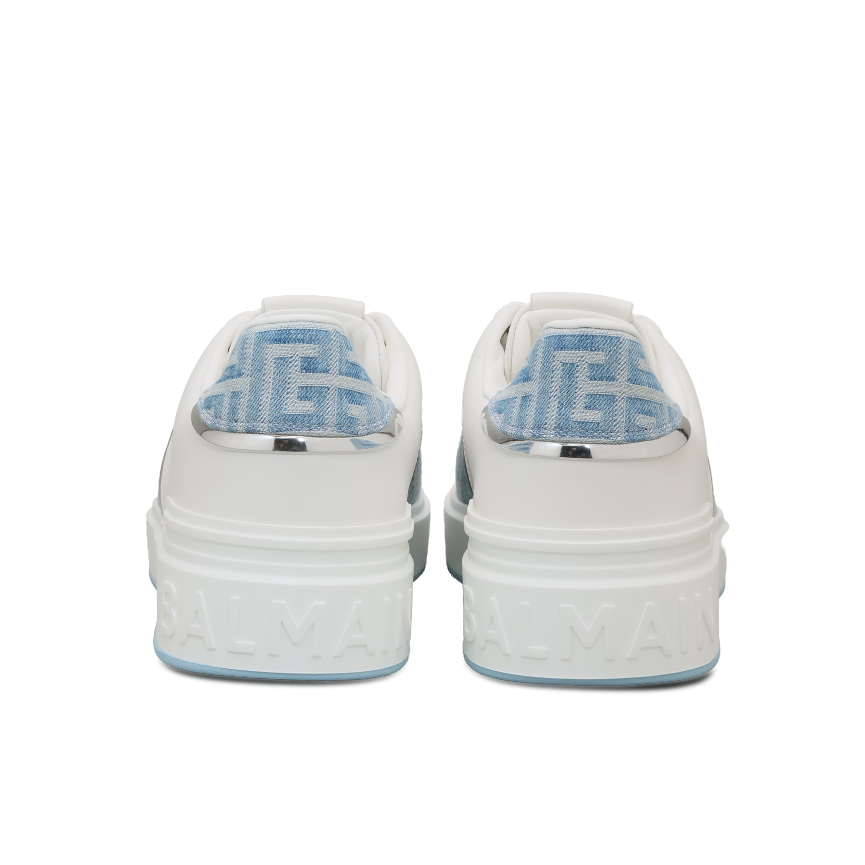 Sneakers Blancos Balmain B-Court Labyrinth MNG Denim