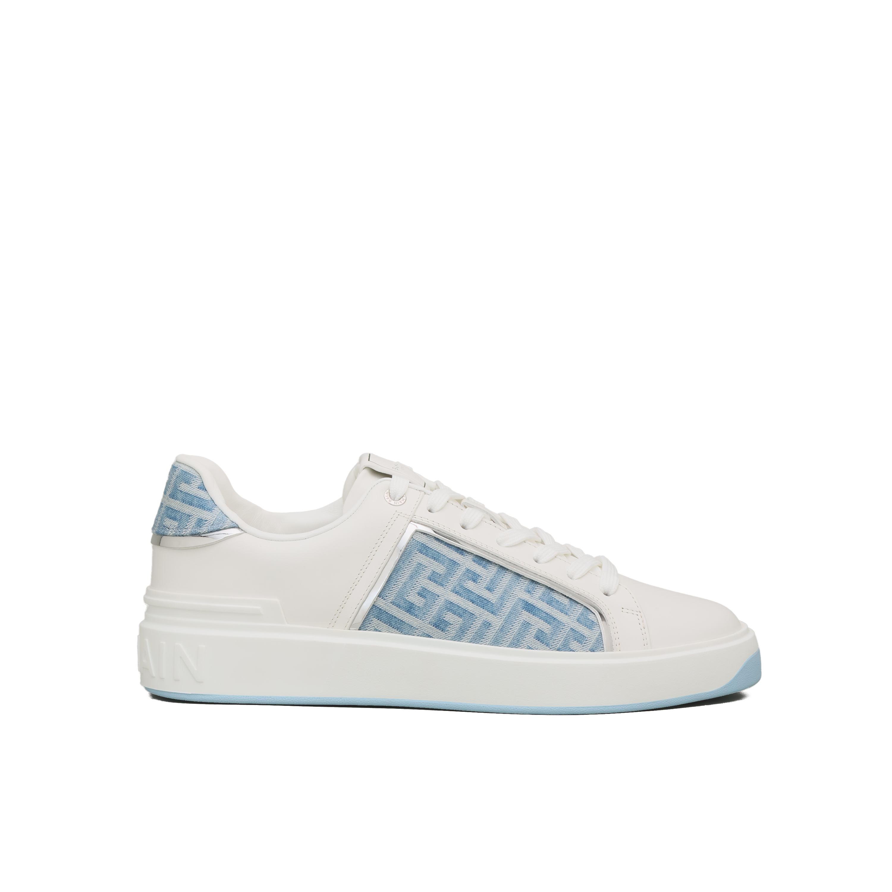 Sneakers Blancos Balmain B-Court Labyrinth MNG Denim