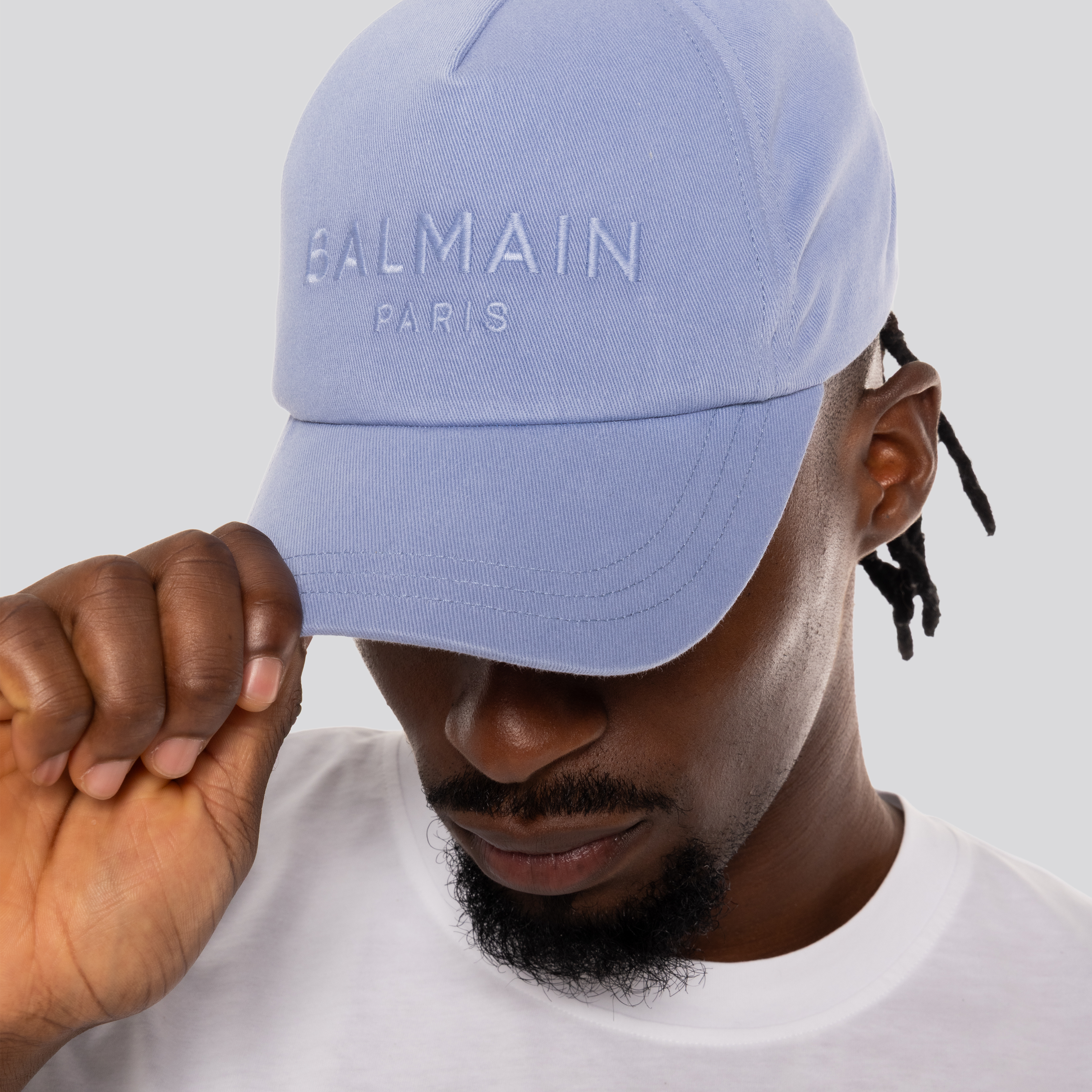 Gorra Lila Balmain Paris Logo