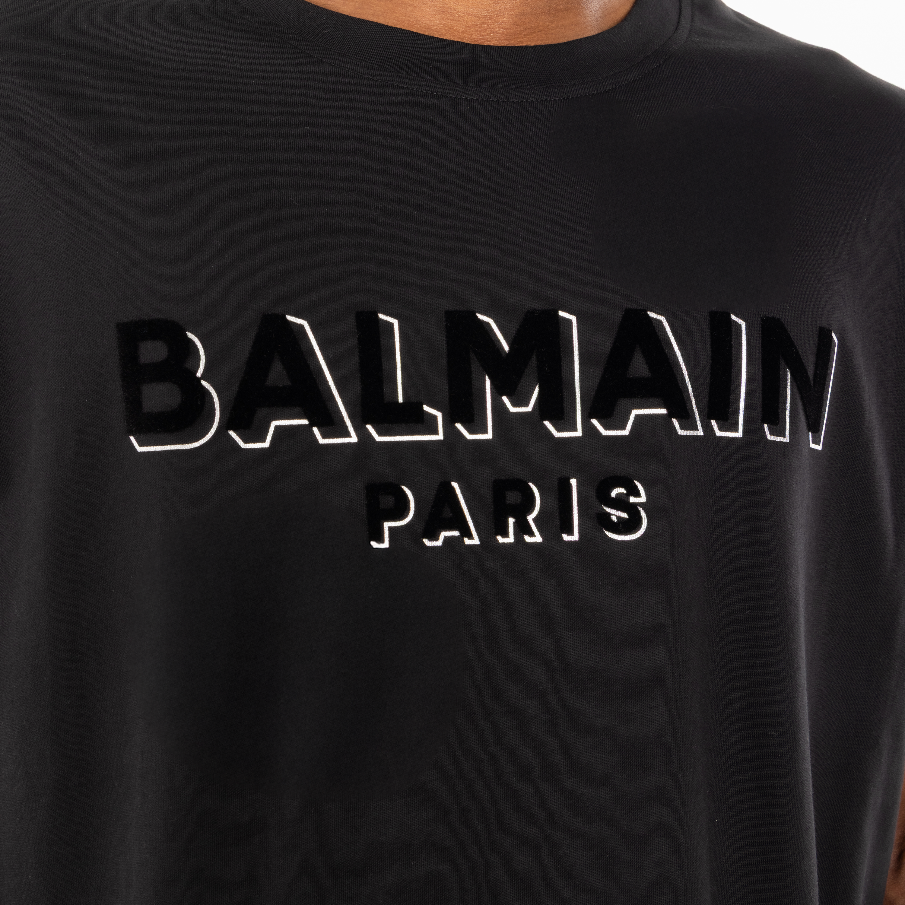 Camiseta Negra Balmain Flock & Foil