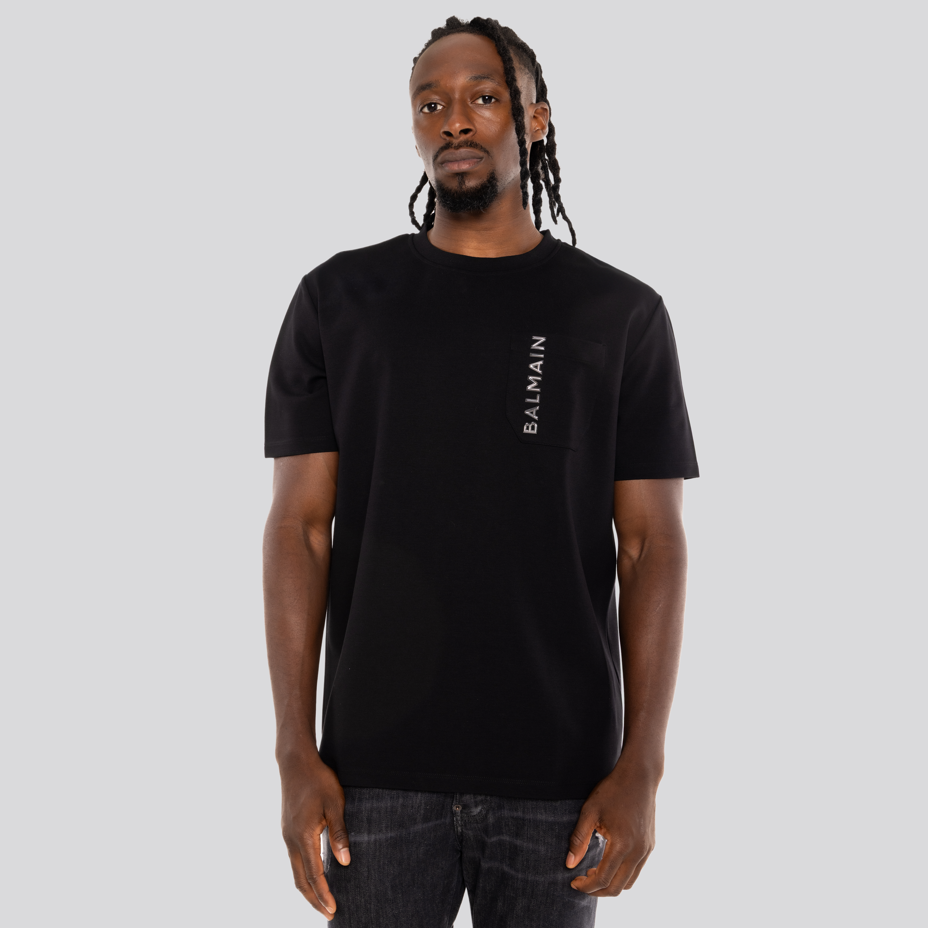 Camiseta Negra Balmain Laminato
