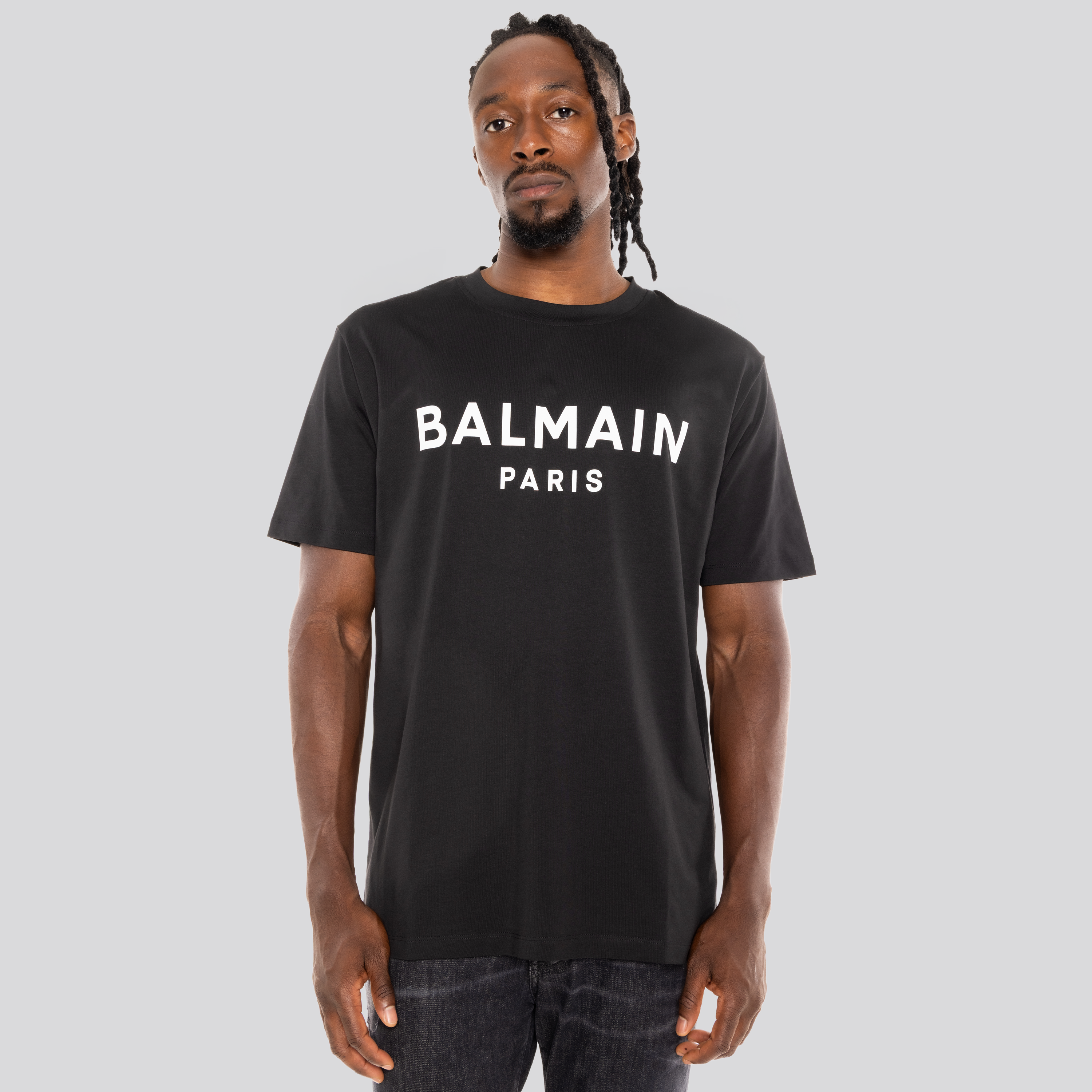 Camiseta Negra Balmain Paris Logo