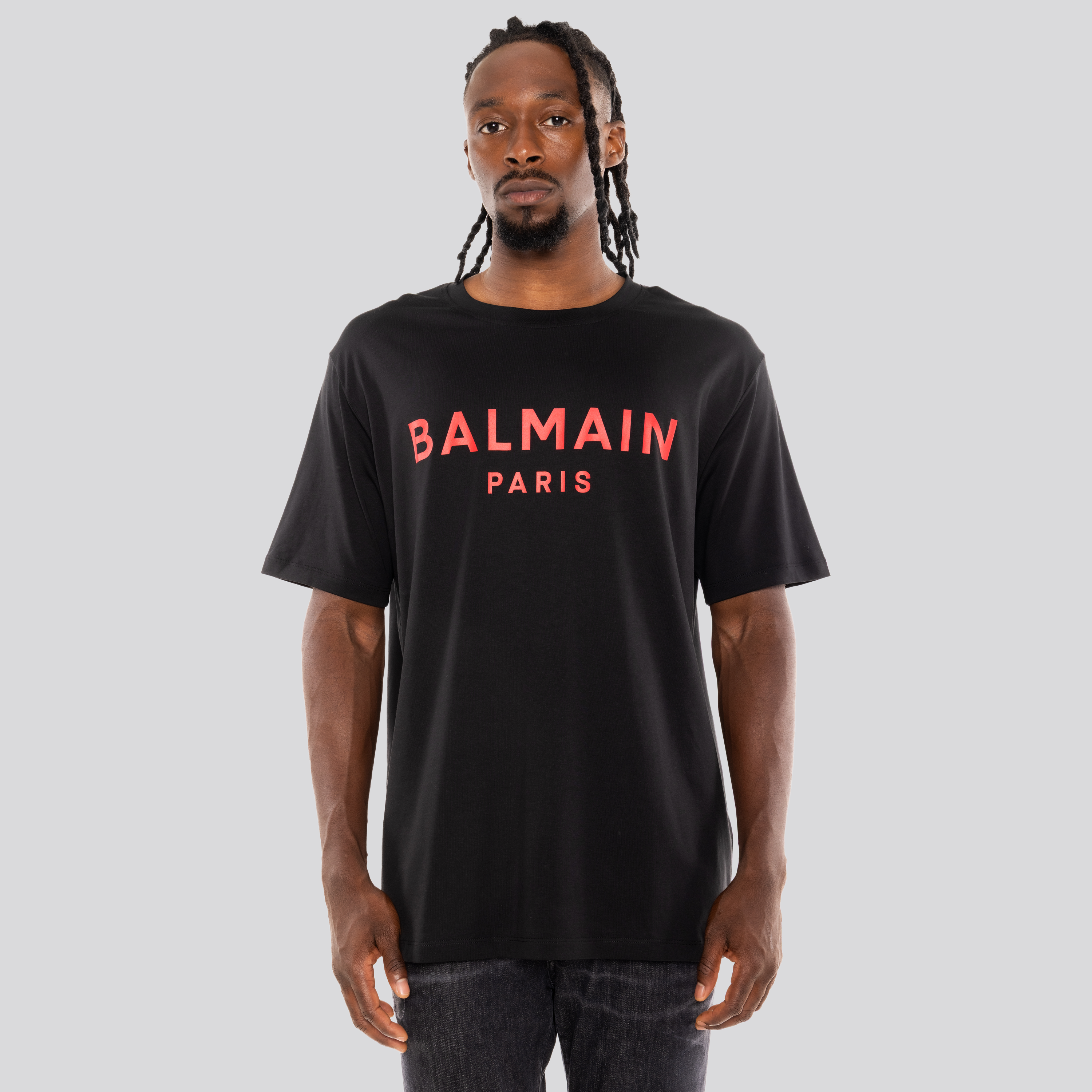 Camiseta Negra Balmain Paris Logo