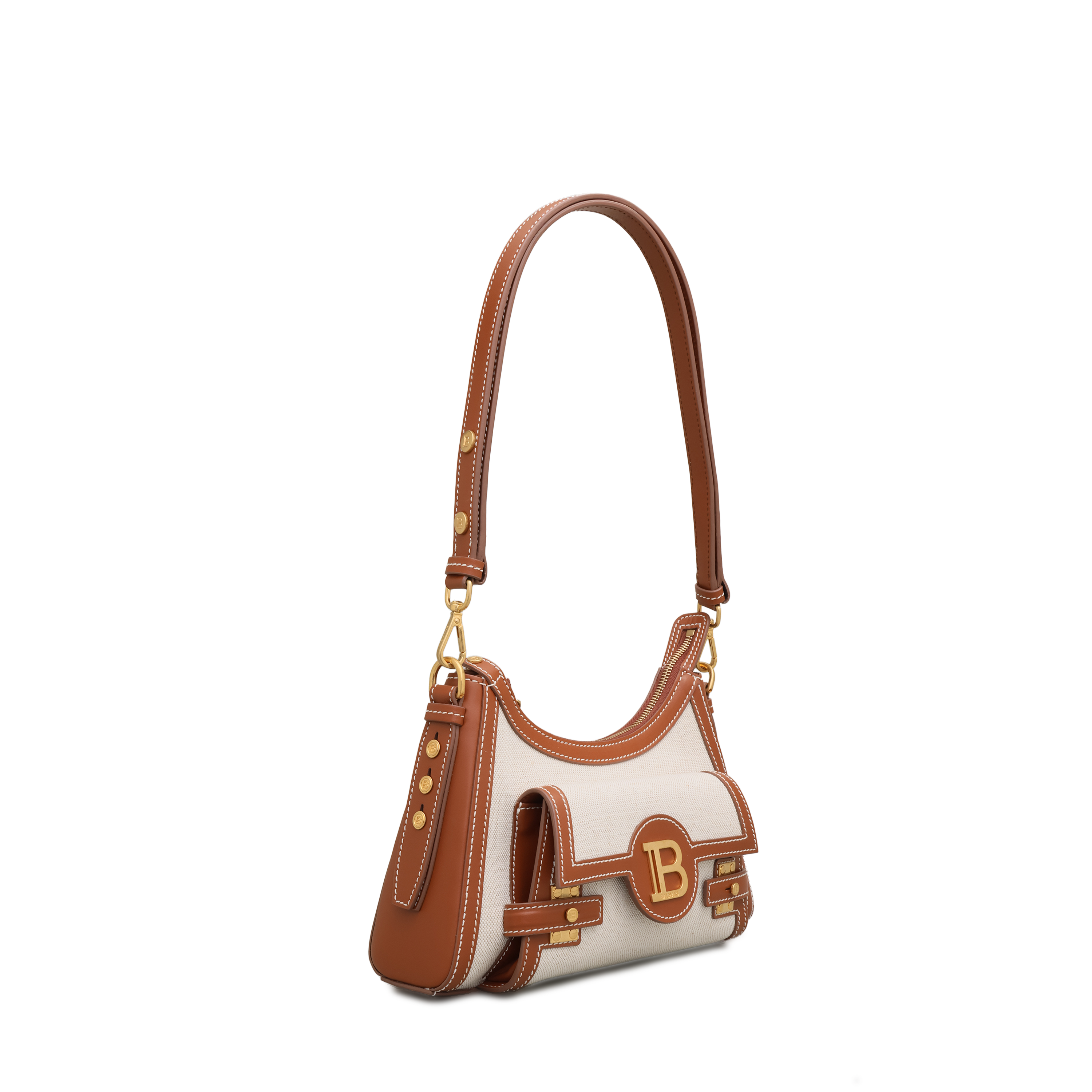 Cartera Beige Balmain B-Buzz Hobo-Canvas