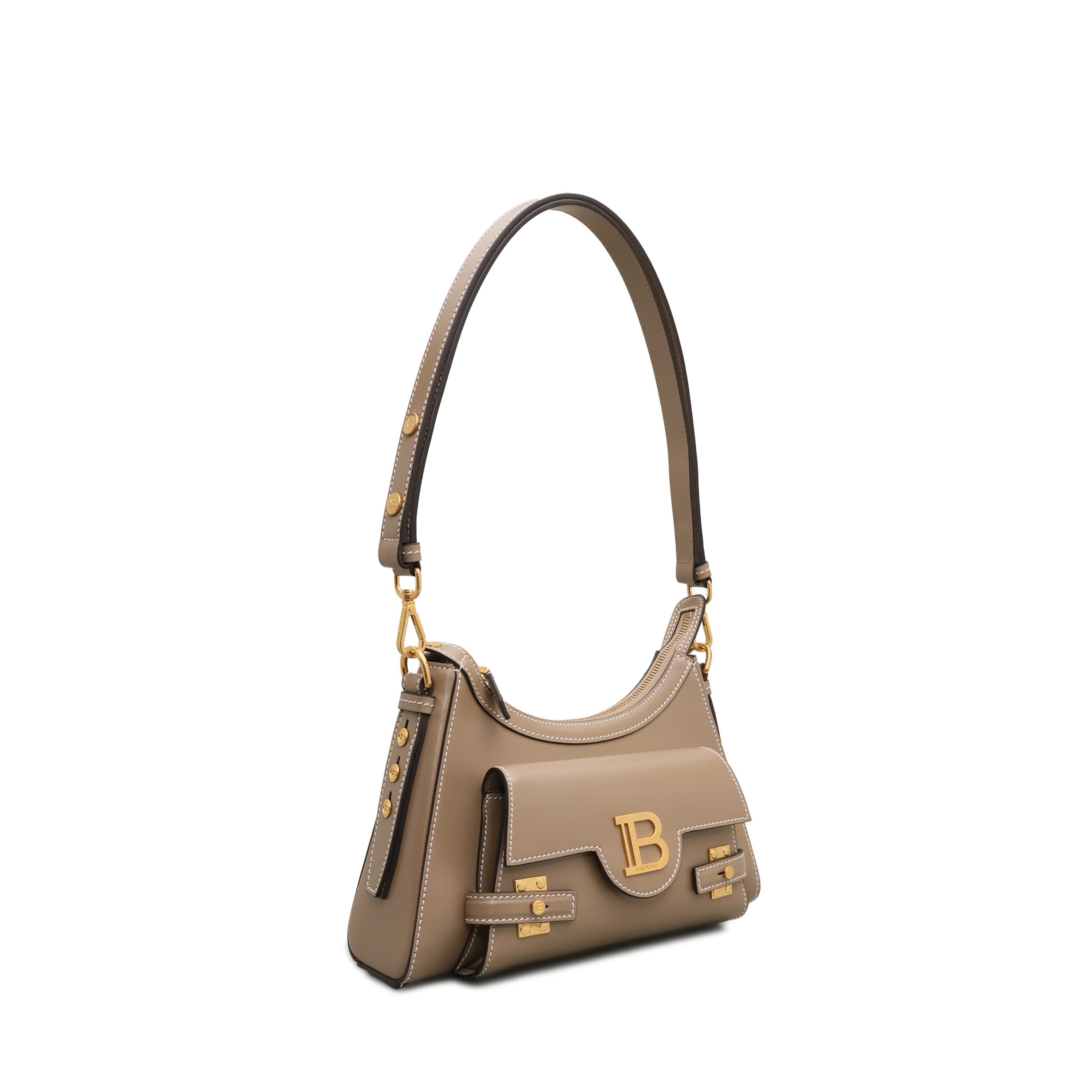 Cartera Beige Balmain B-Buzz Hobo-Calfskin