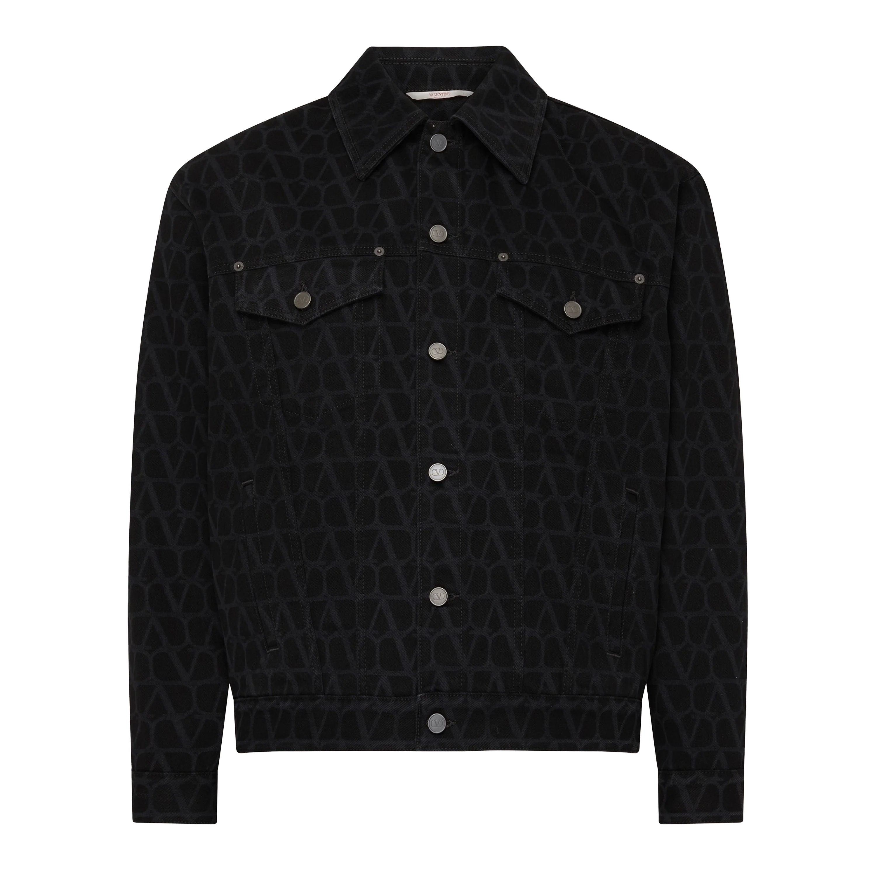 Chaqueta Negra Valentino Denim Gris Vlogo Monogram