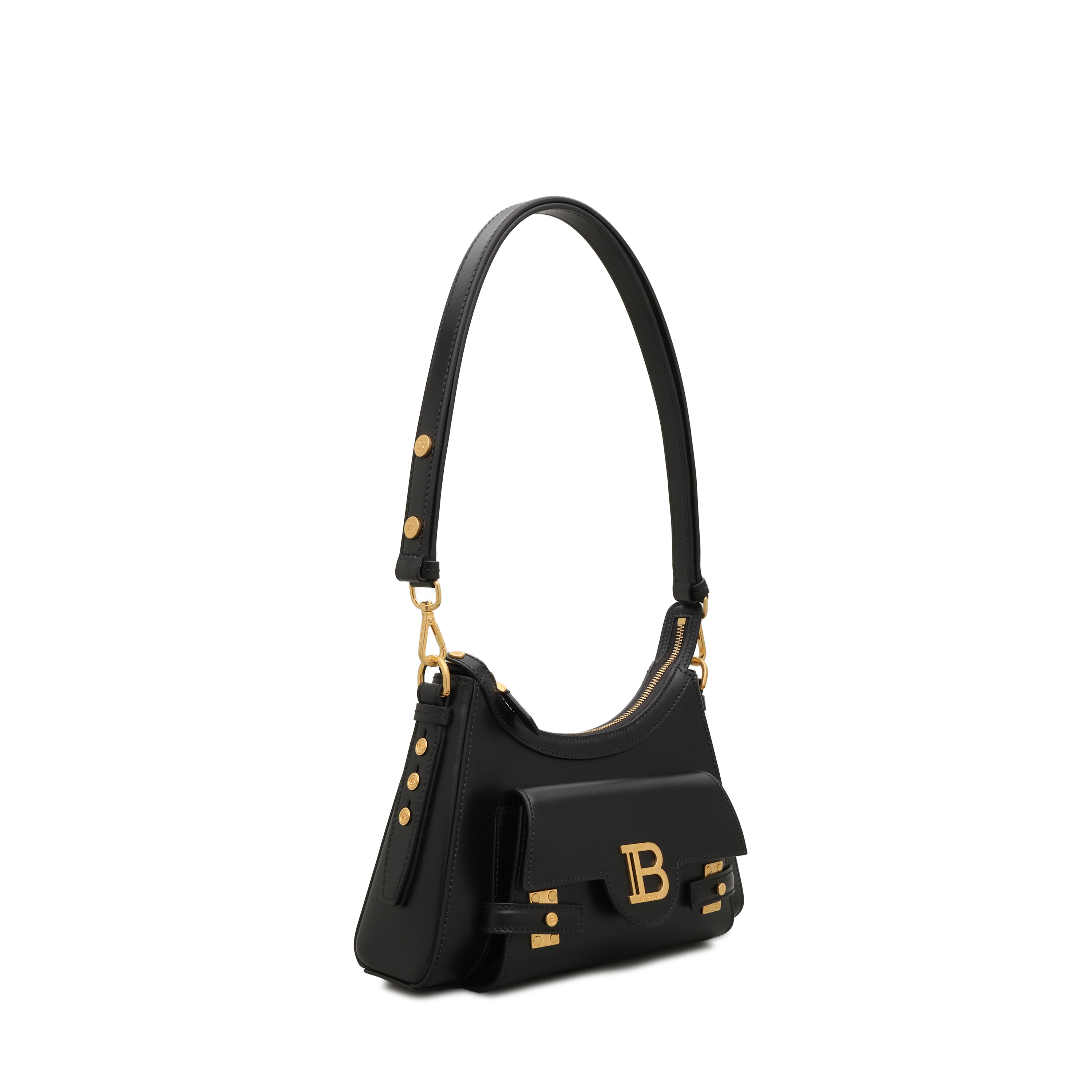 Cartera Negra Balmain B-Buzz Hobo-Calfskin