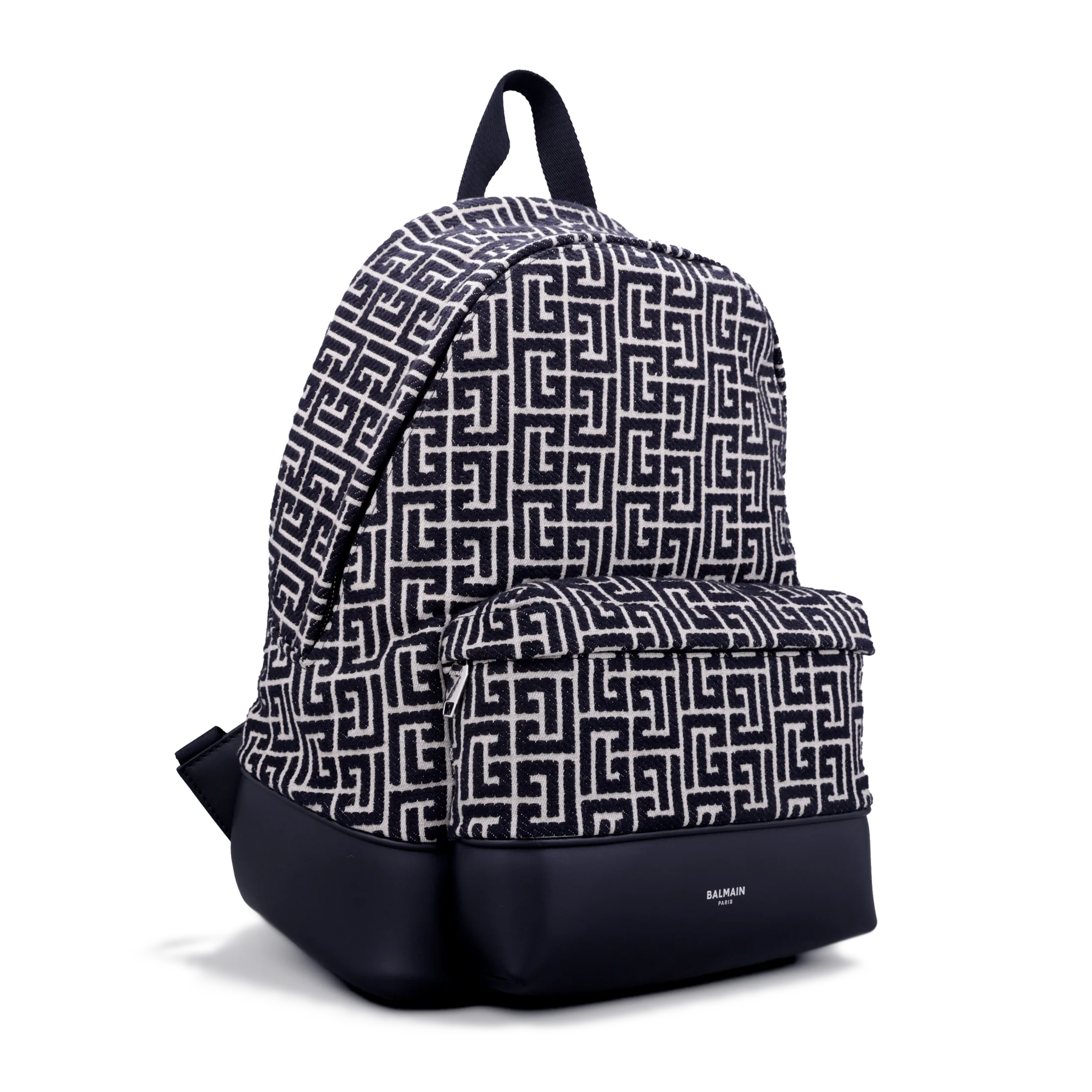 Mochila Negra Balmain Jacquard Logo