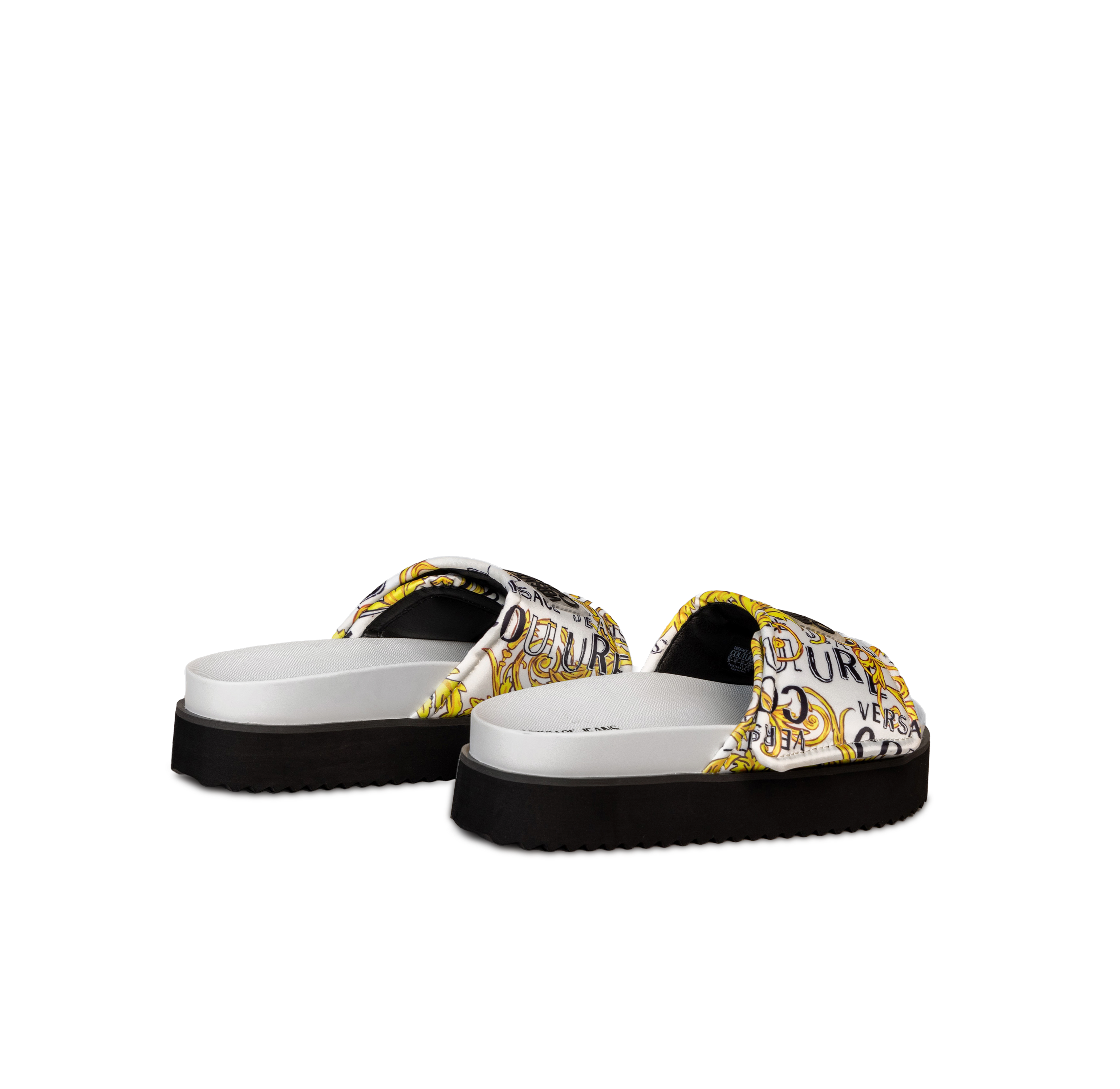Sandalias Blancas Versace Couture Printed Satin