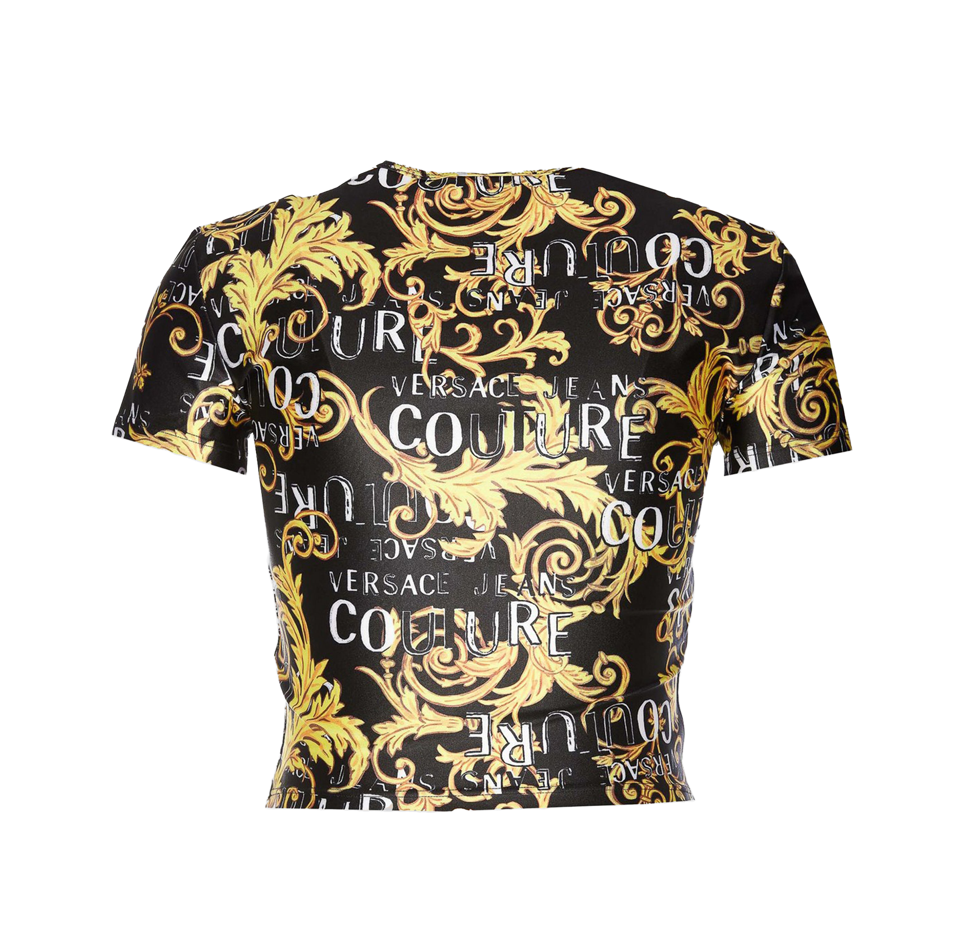 Camiseta Negra Versace Couture Satin Cinz Print