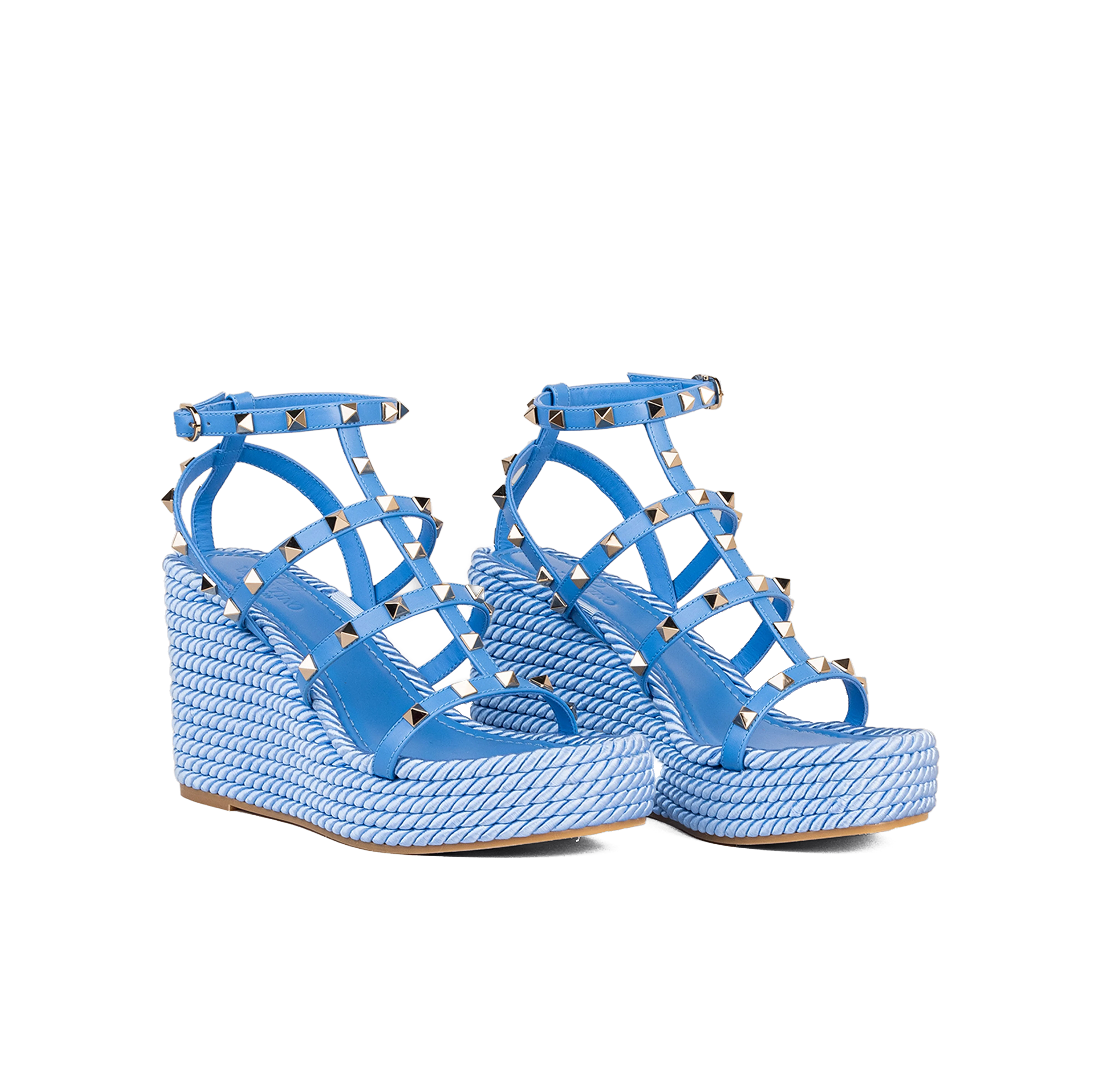 Sandalias de Plataforma Azules Valentino Rockstud Torchon 95 mm