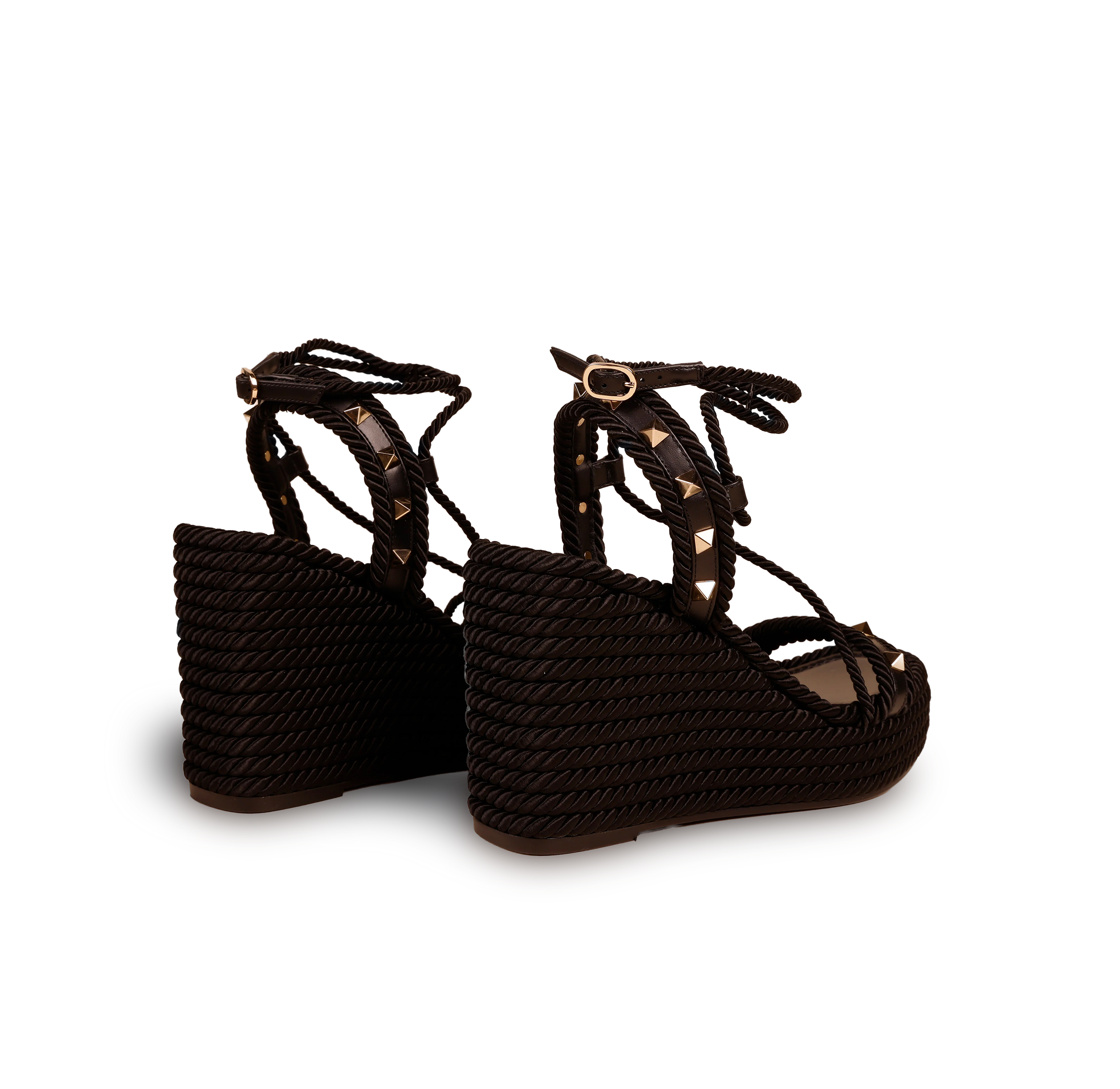 Sandalias de Plataforma Negras Valentino Roman Stud Lace