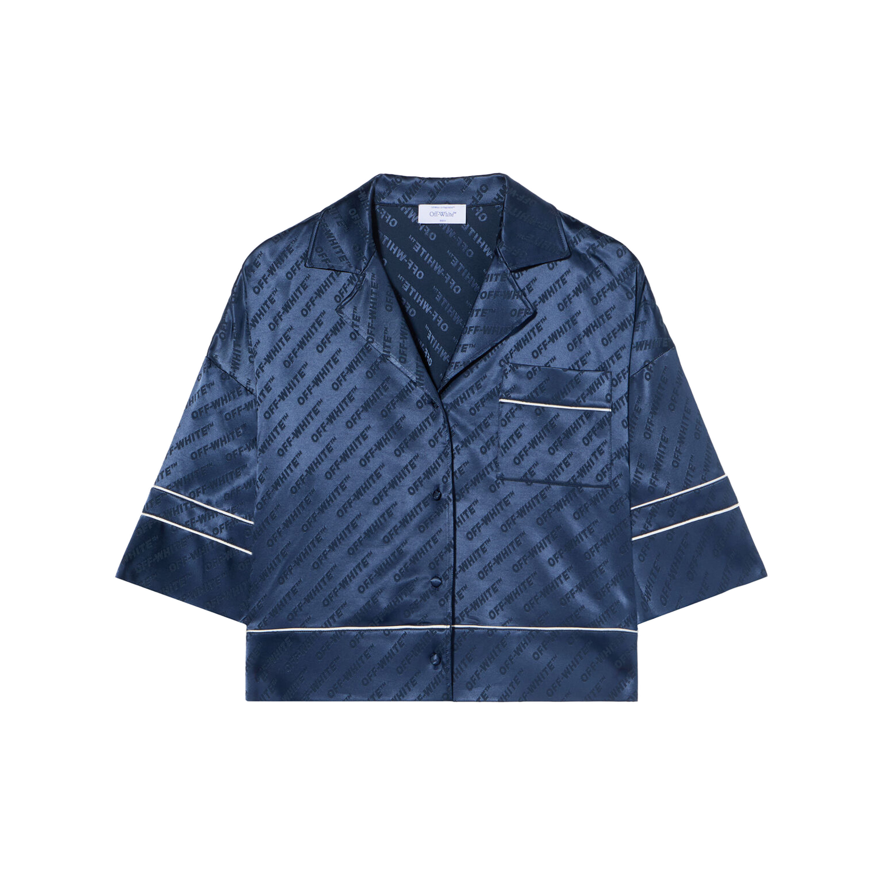 Camisa Azul Off-White Satin Off Monogram