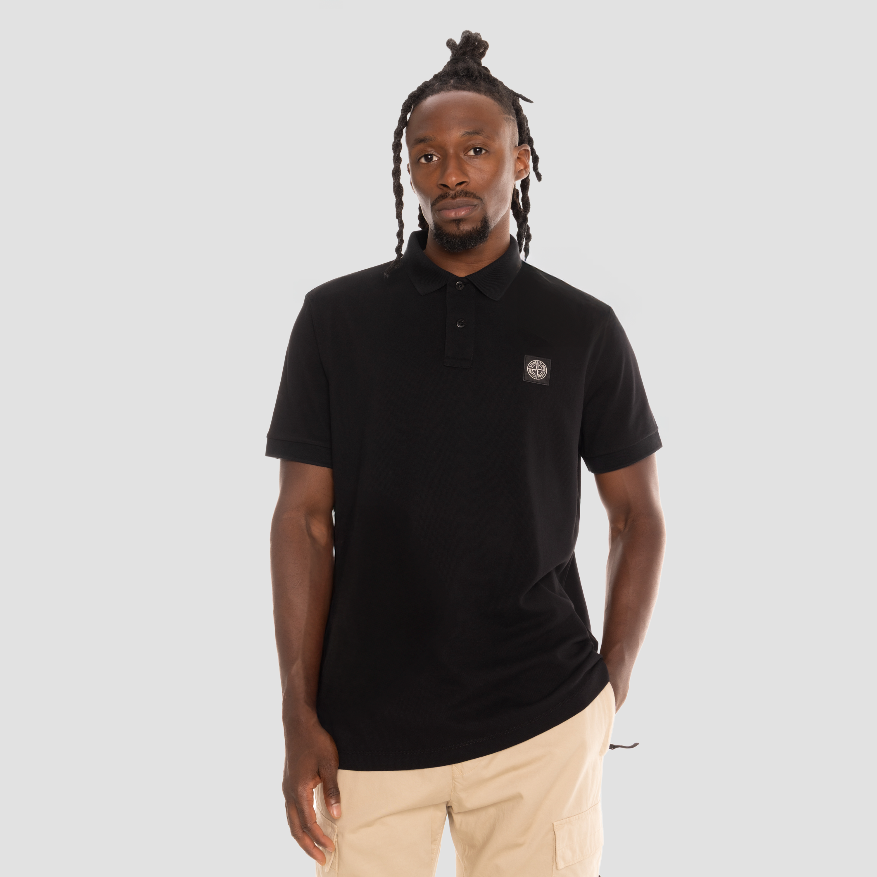 Camiseta Tipo Polo Negra Stone Island Compass