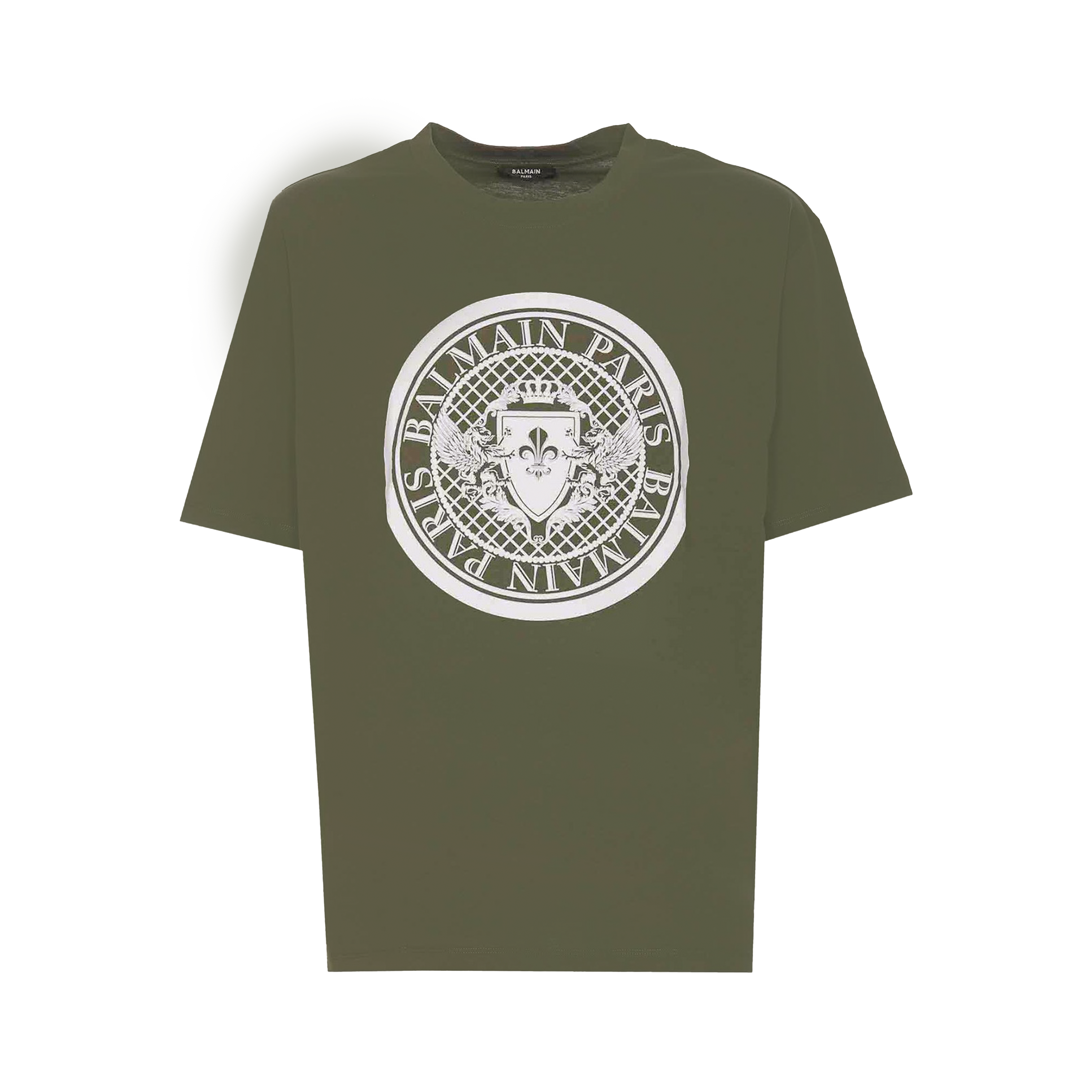 Camiseta Verde Balmain Coin Flock