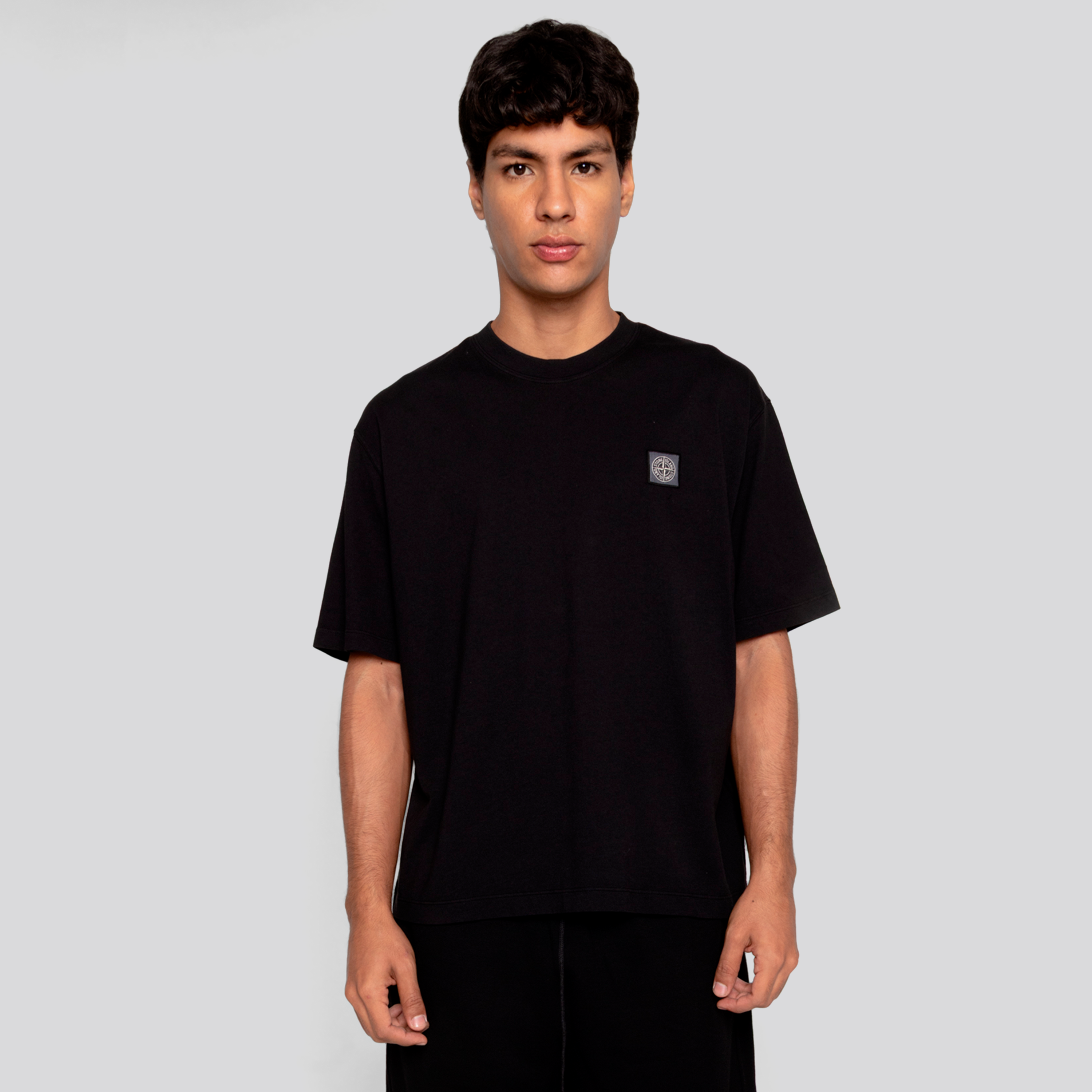 Camiseta Negra Stone Island Logo