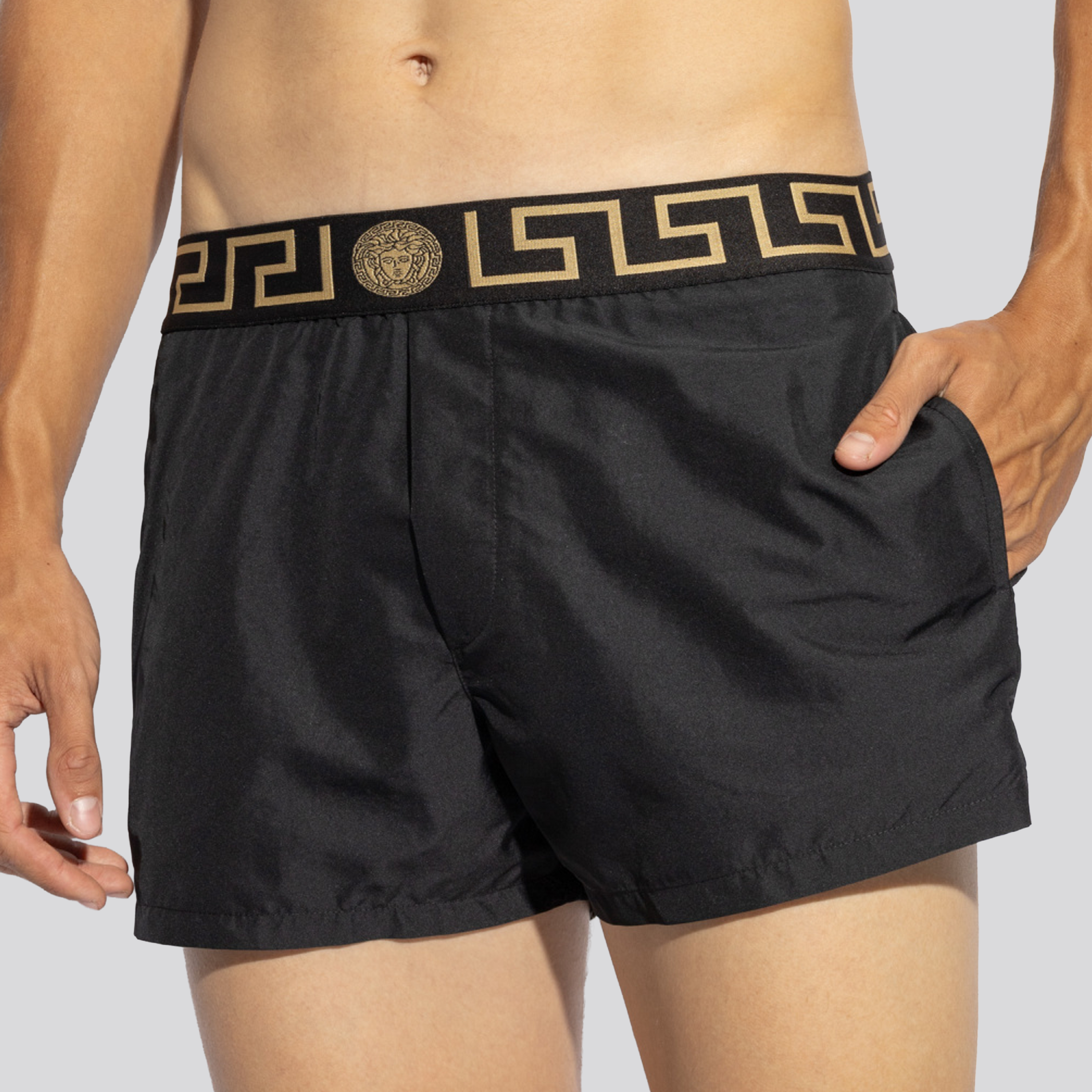 Pantaloneta Short Negro Versace Greca Band