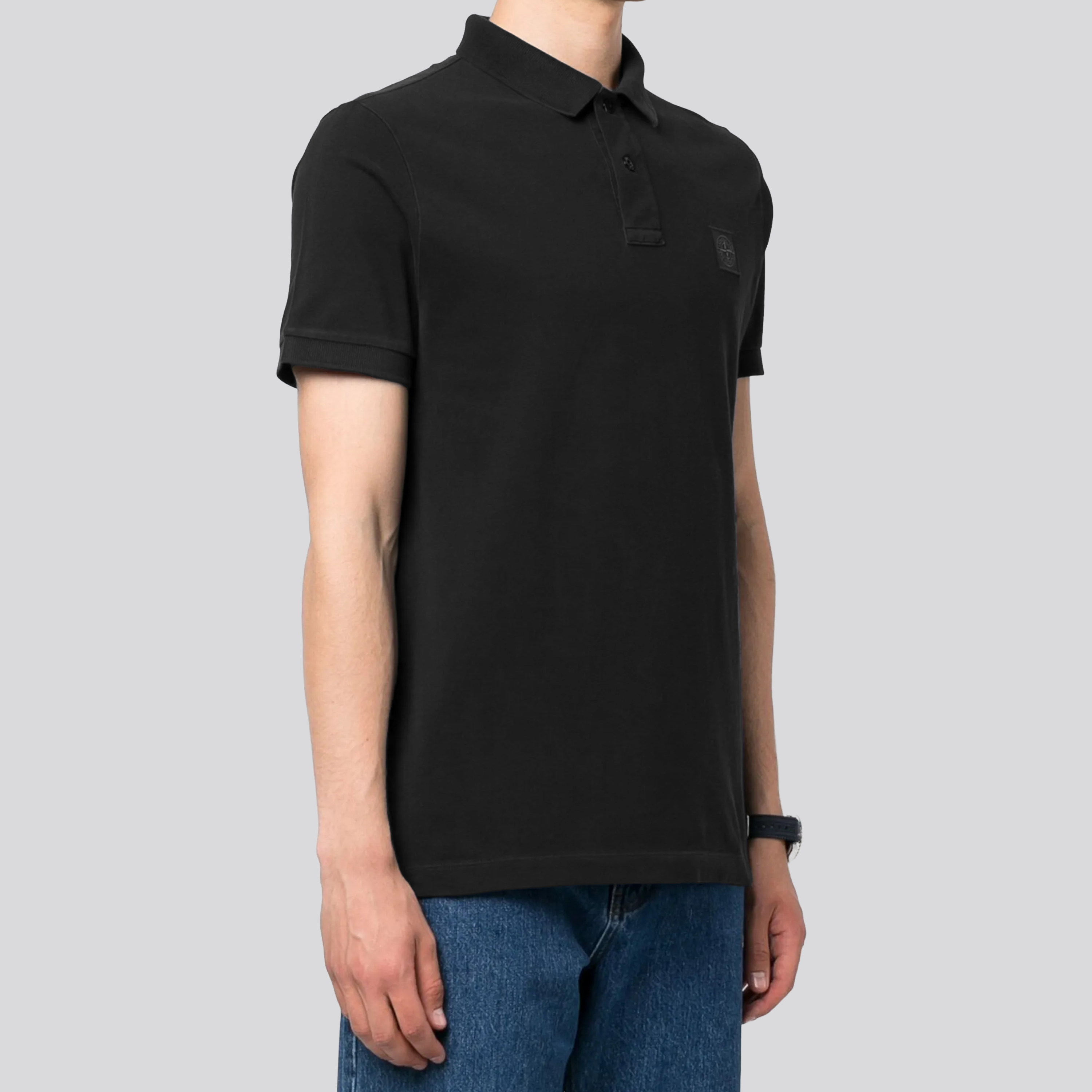 Camiseta Tipo Polo Negra Stone Island Compass