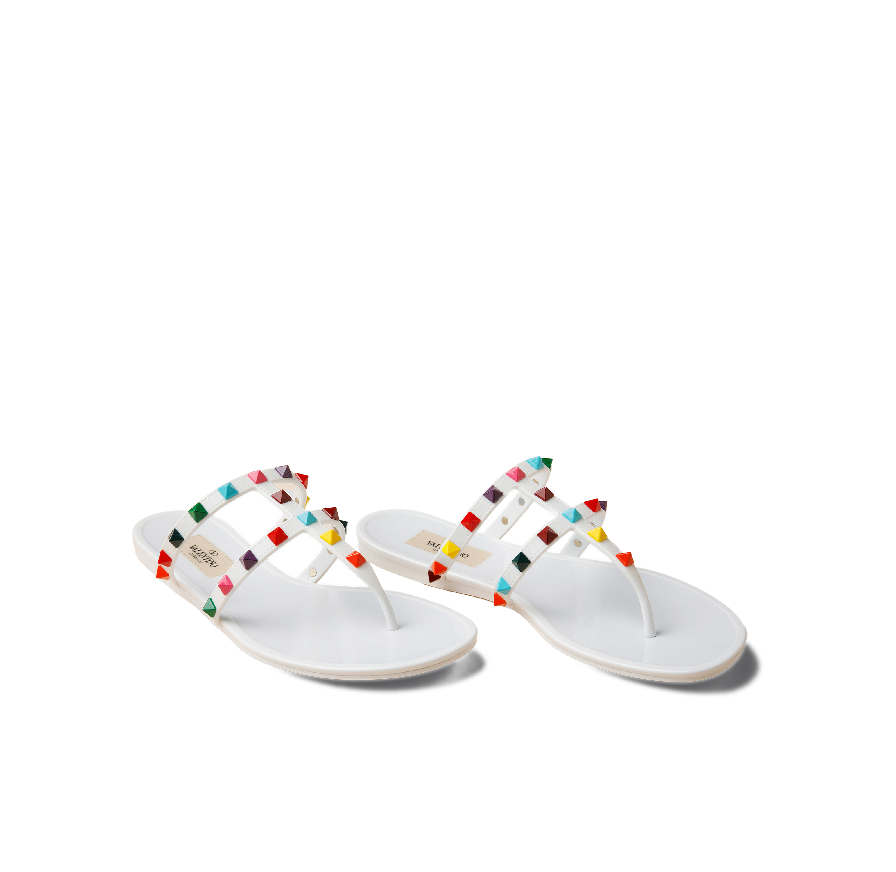 Sandalias Blancas Valentino Tachuelas Multicolor