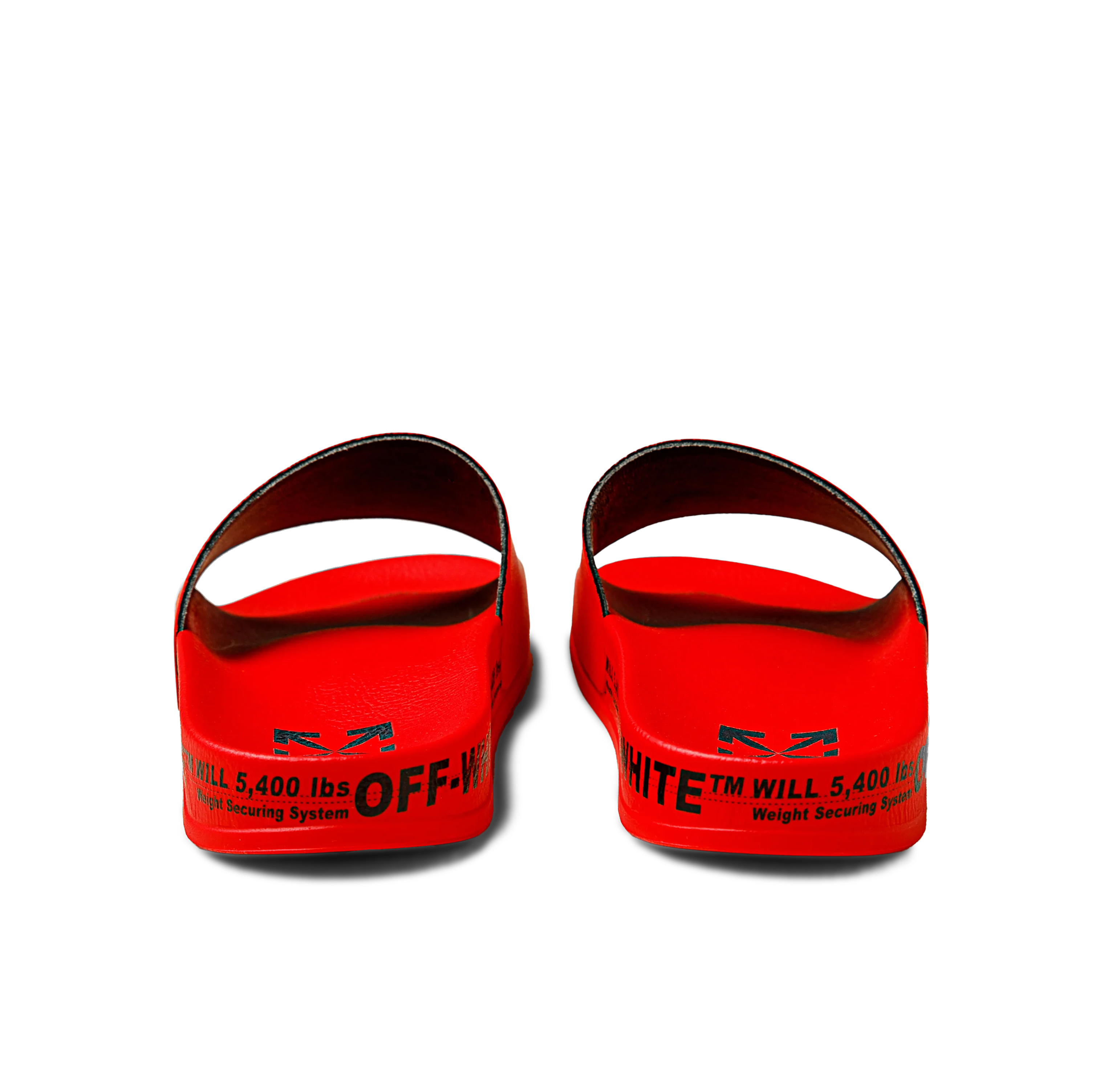 Sandalias Rojas Off-White con Logo Industrial