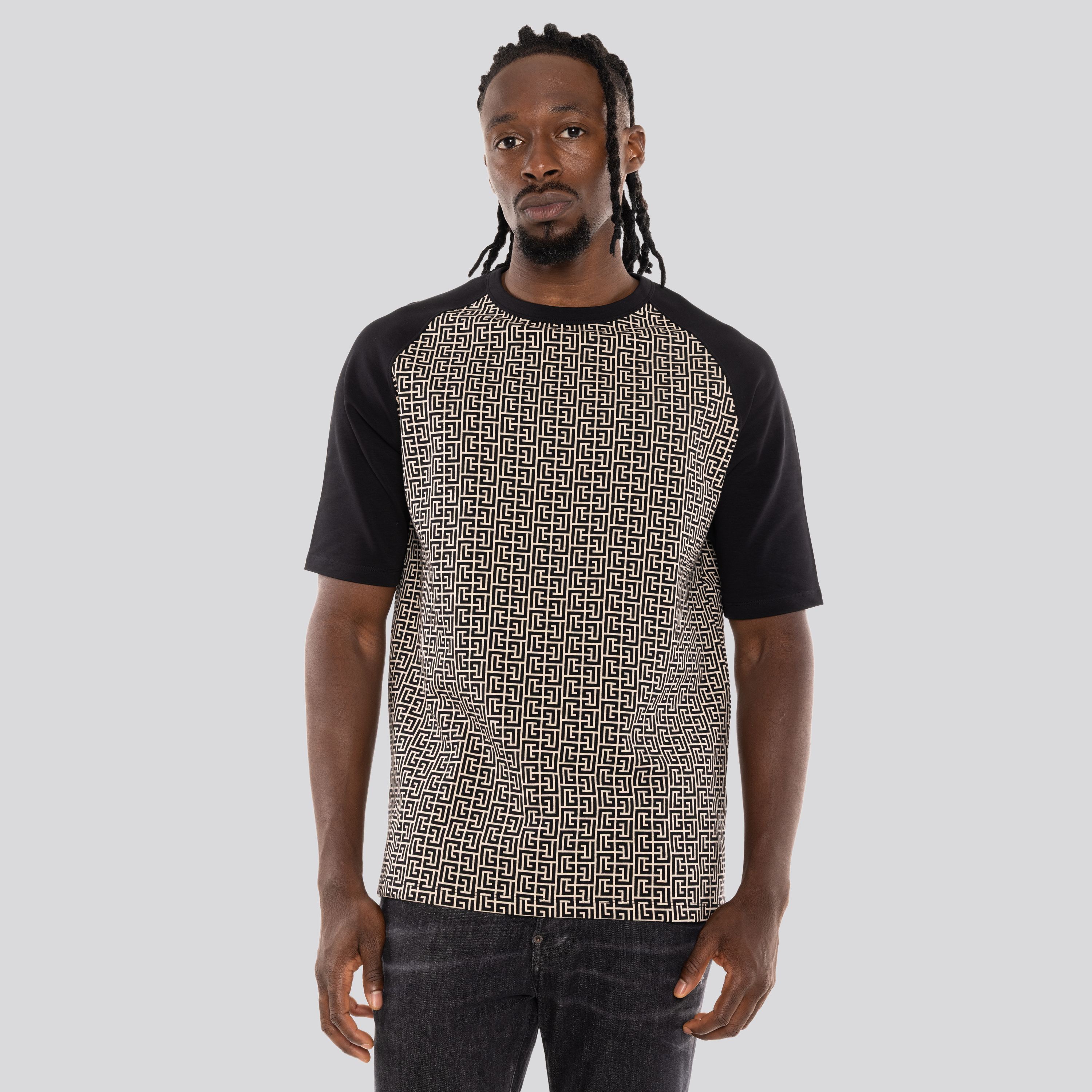 Camiseta Negra Balmain PB Mini Monogran