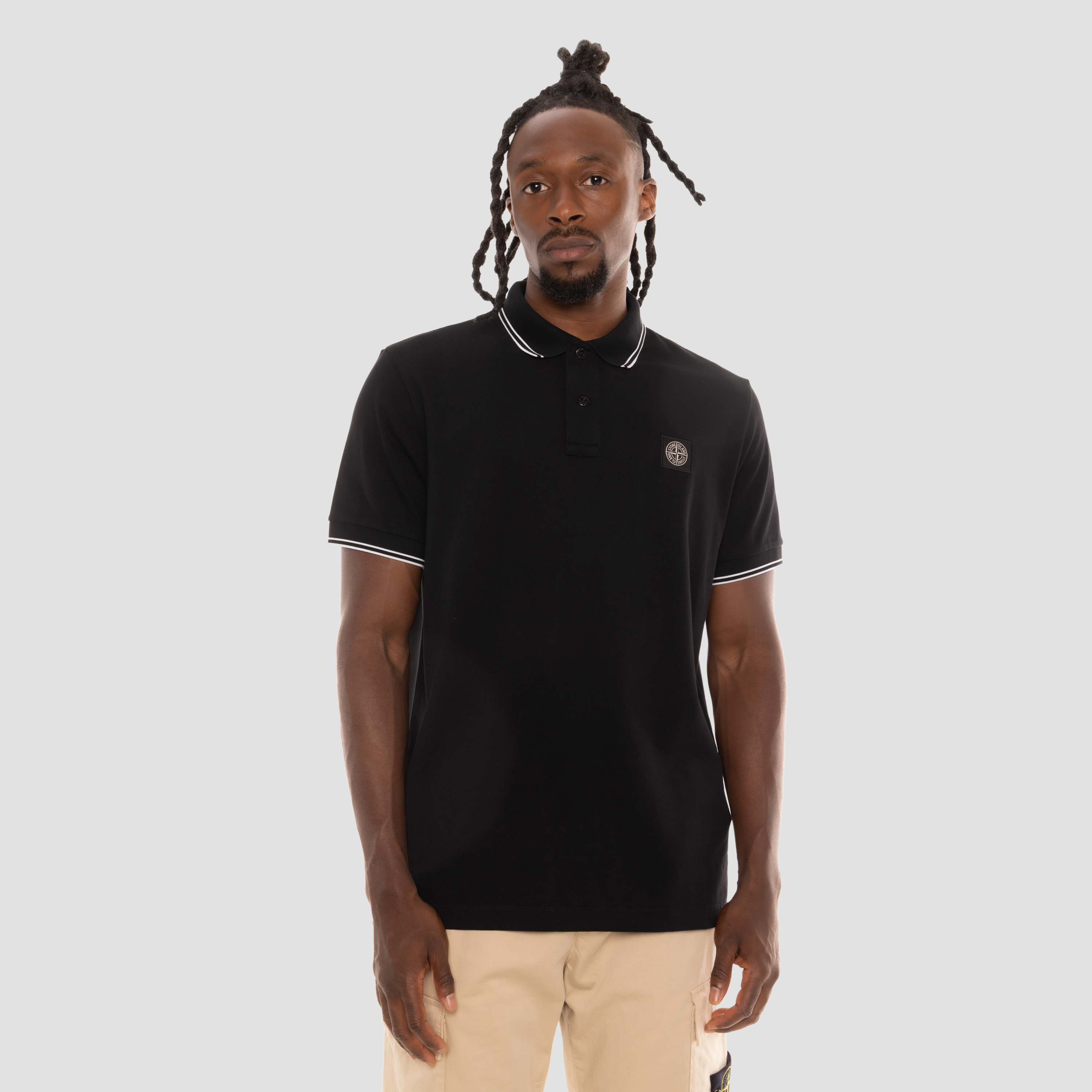 Camiseta Tipo Polo Negra Stone Island Compass