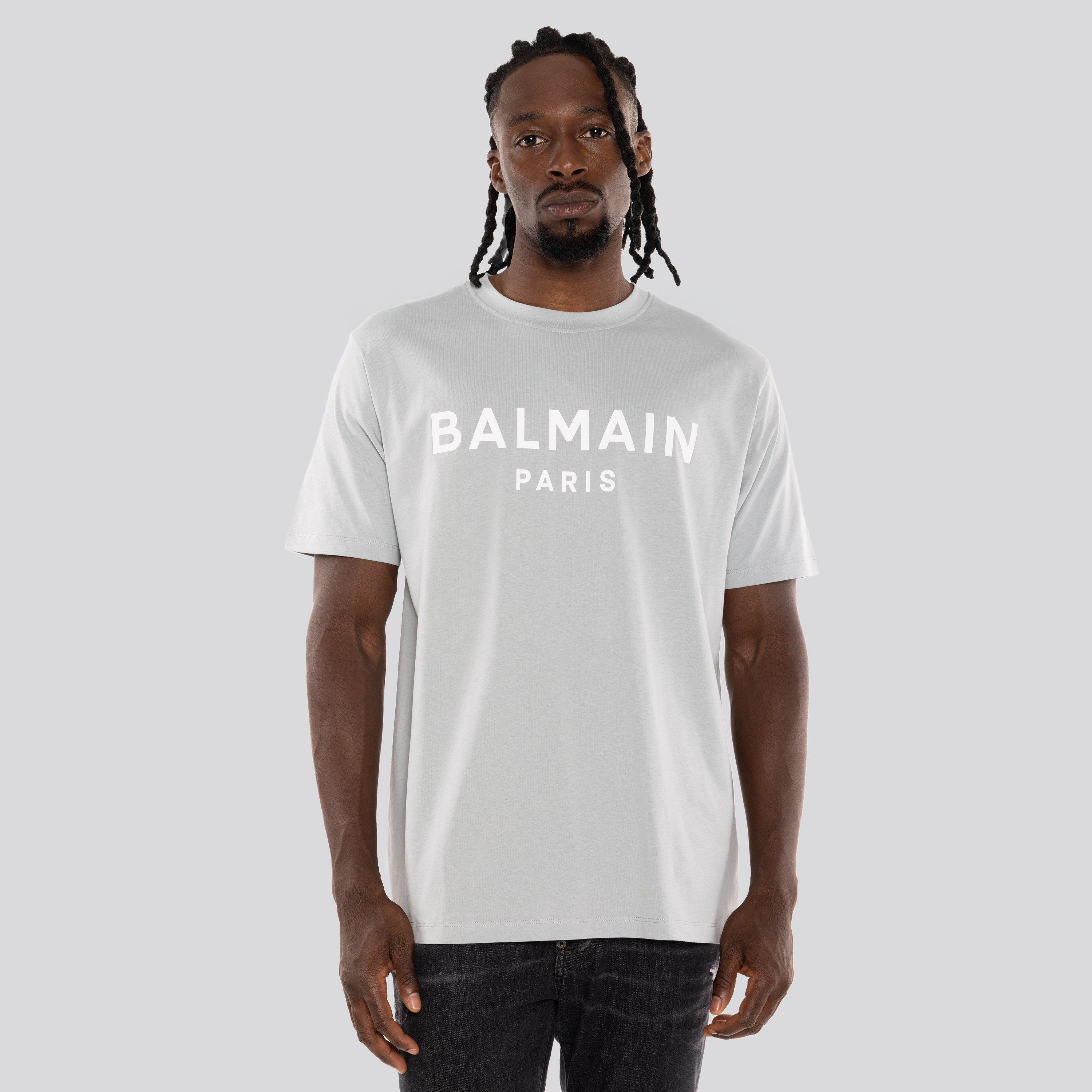 Camiseta Grey Balmain Paris Logo
