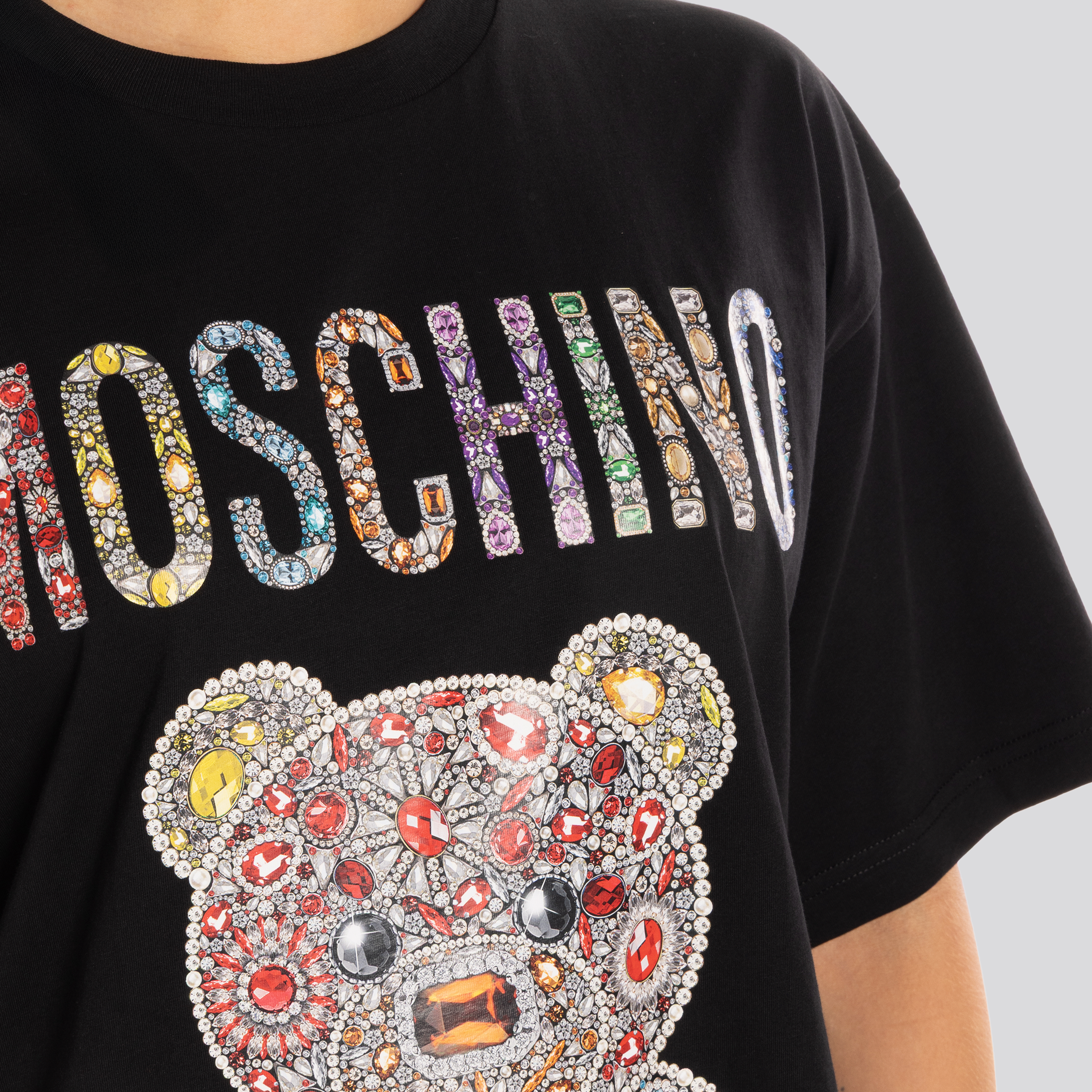 Camiseta Negra Moschino Multicolor Bear