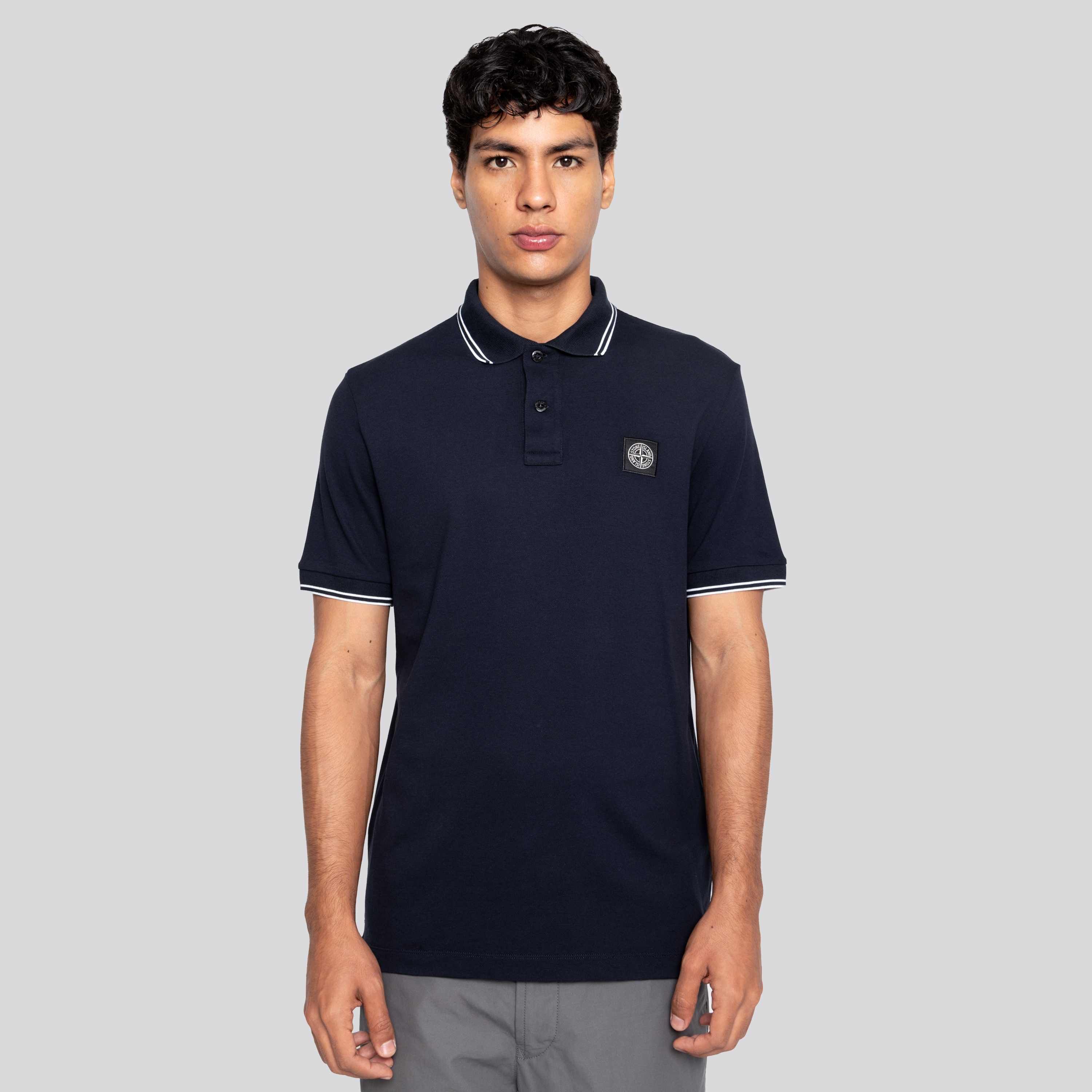 Camiseta Tipo Polo Azul Stone Island Compass