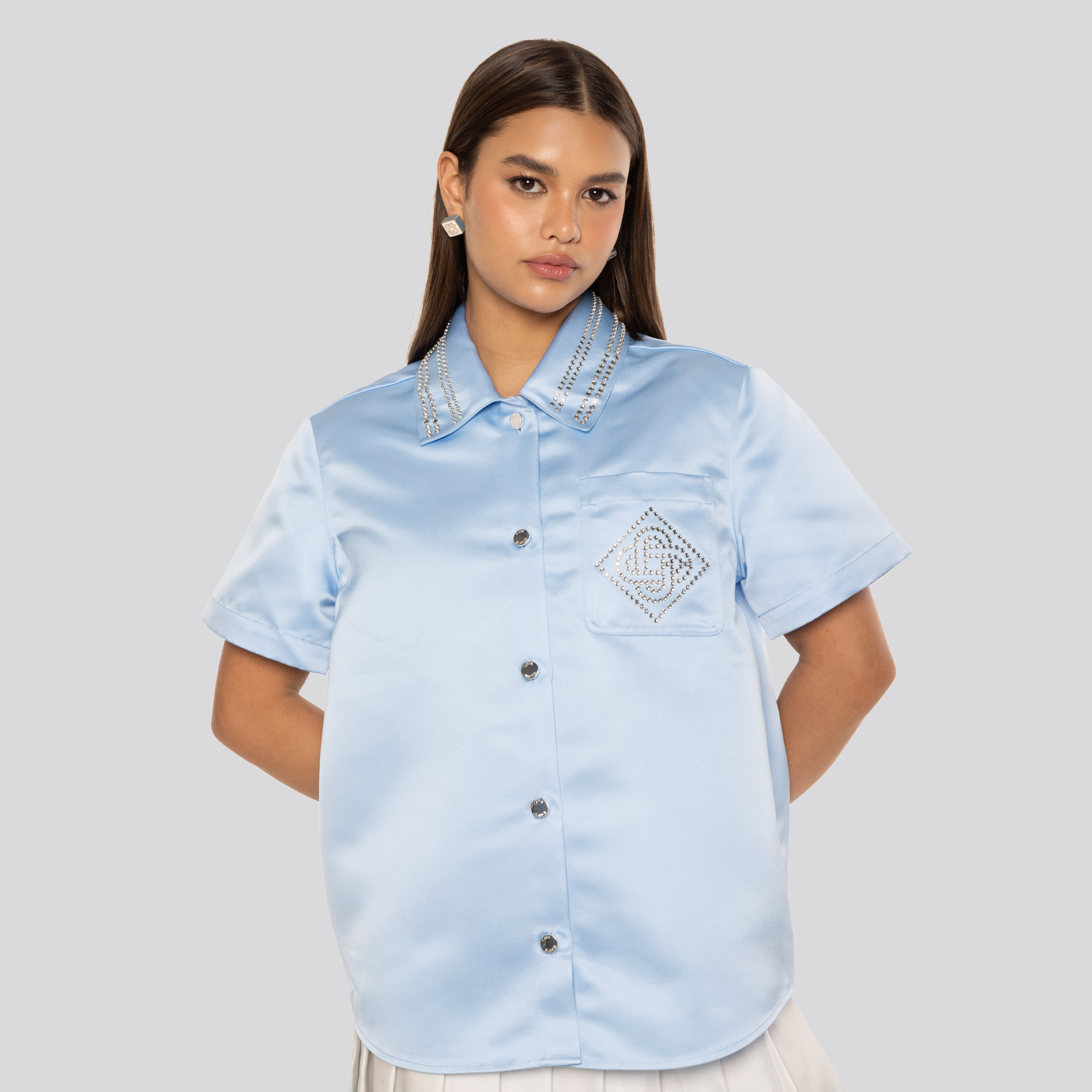 Camisa Celeste Casablanca Satin