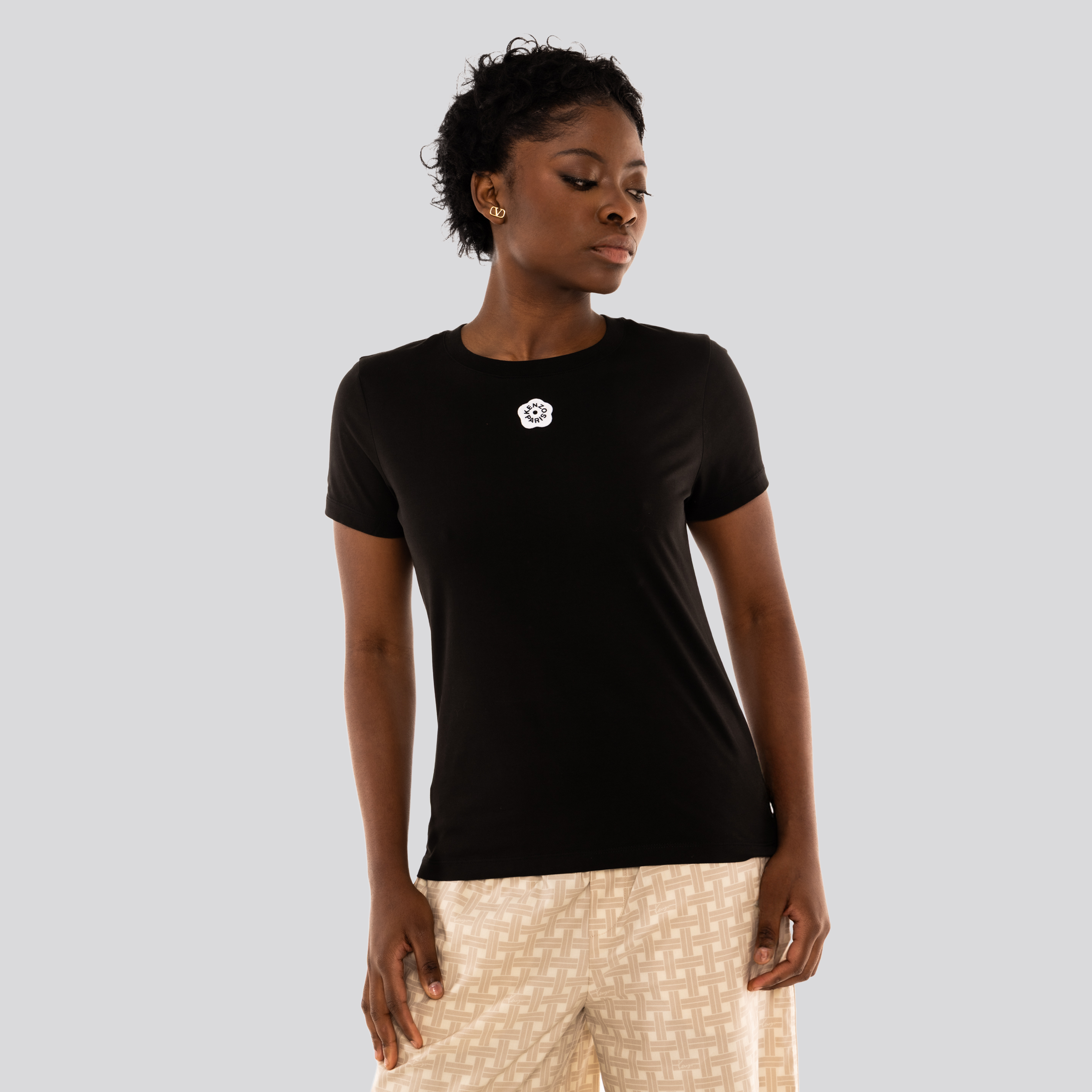 Camiseta Negra Kenzo Flower Patch