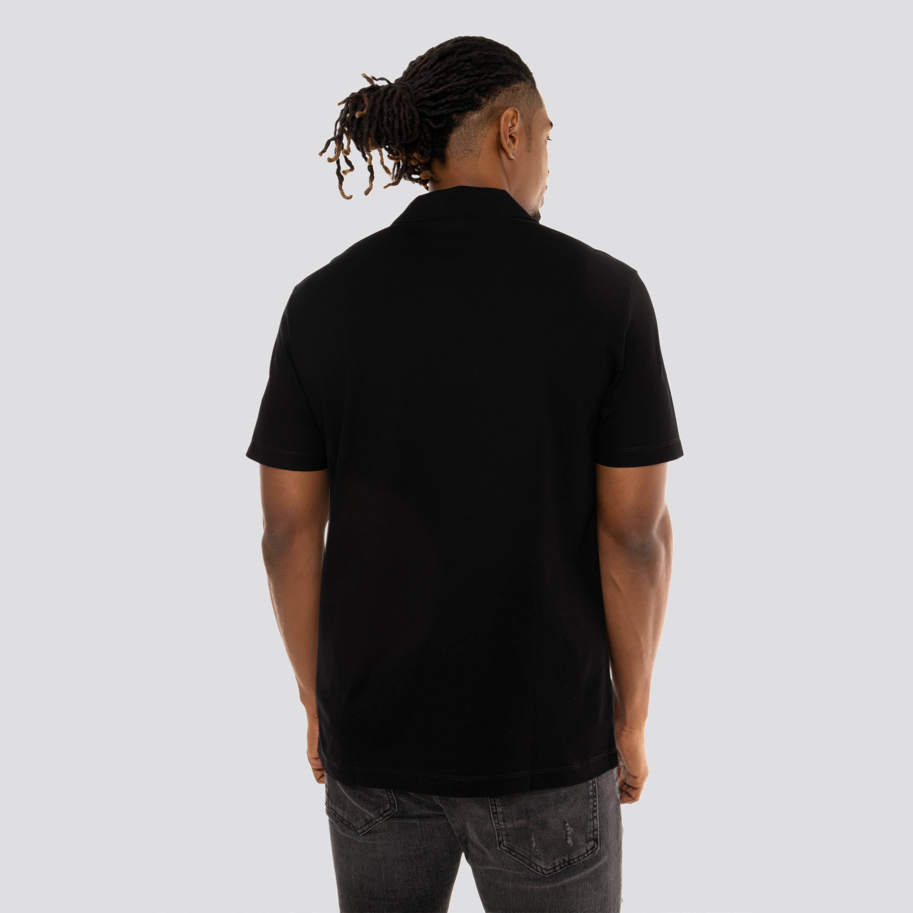 Camiseta Tipo Polo Negra Versace Gold Zip