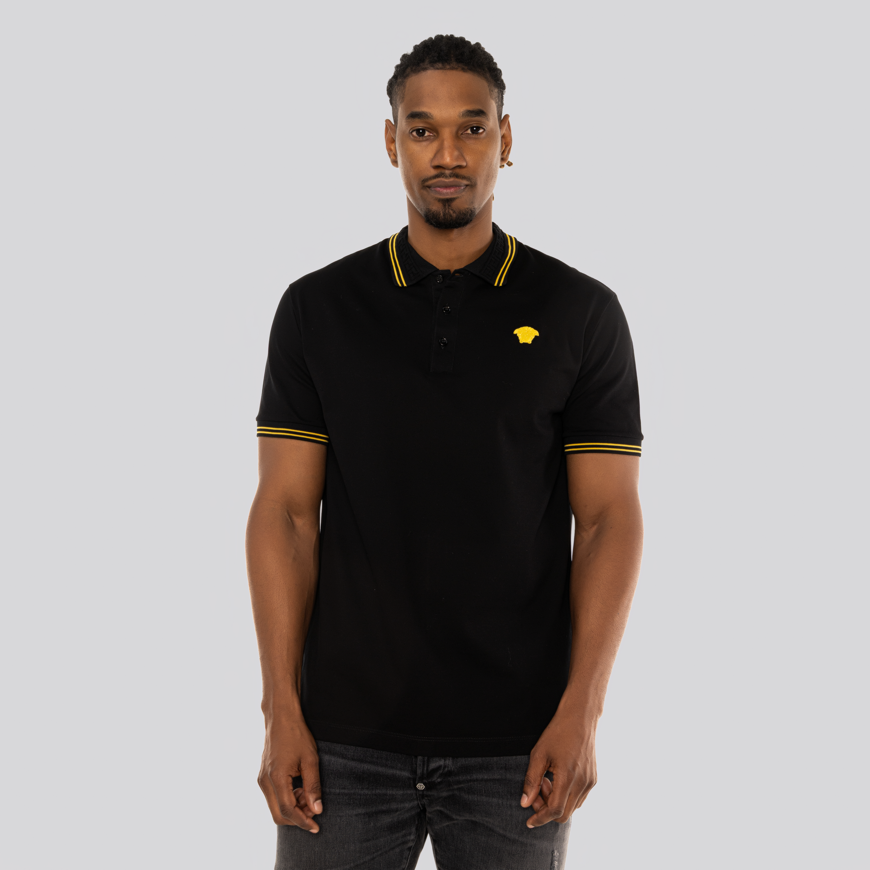 Camiseta Tipo Polo Negra Versace Medusa